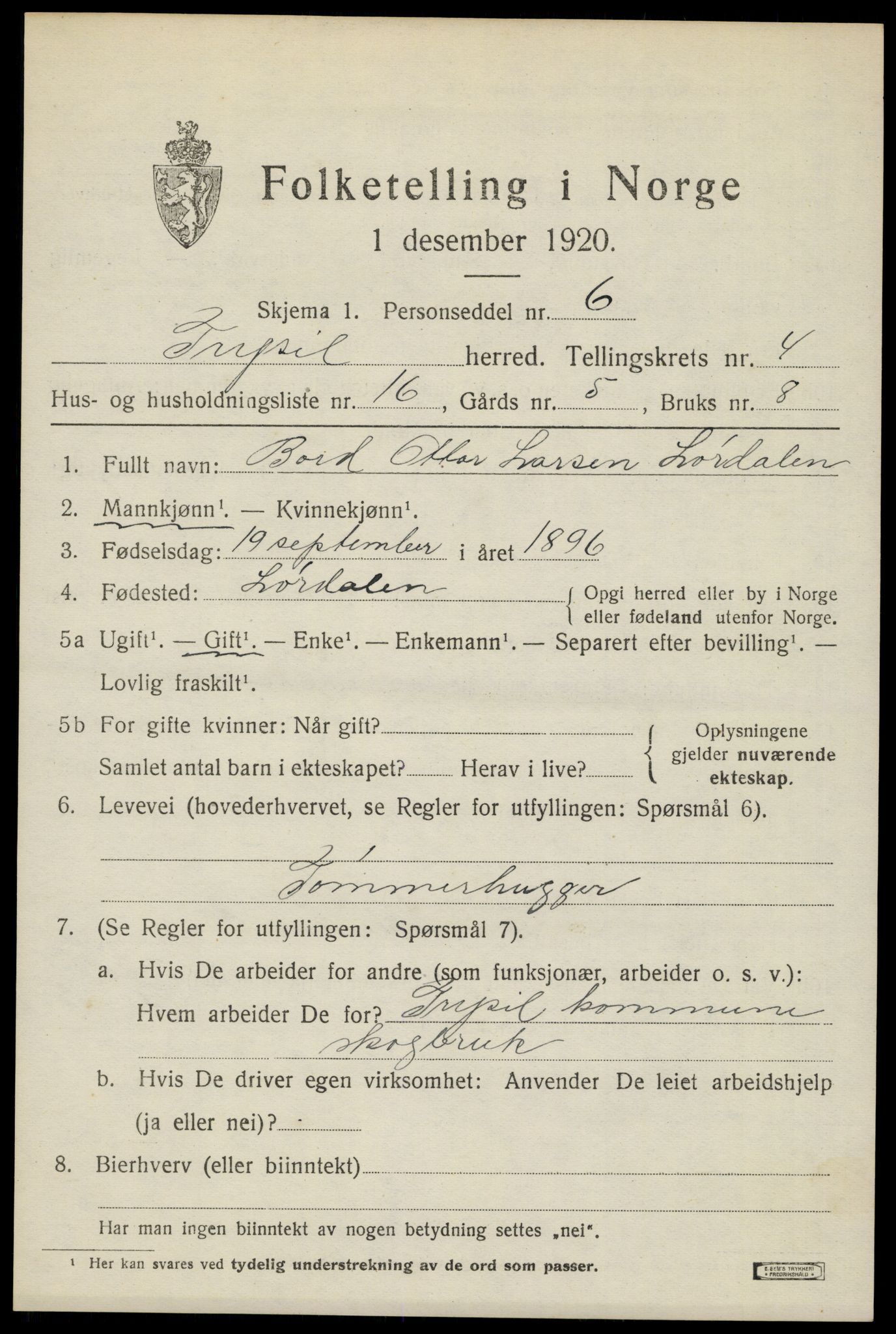 SAH, Folketelling 1920 for 0428 Trysil herred, 1920, s. 4301