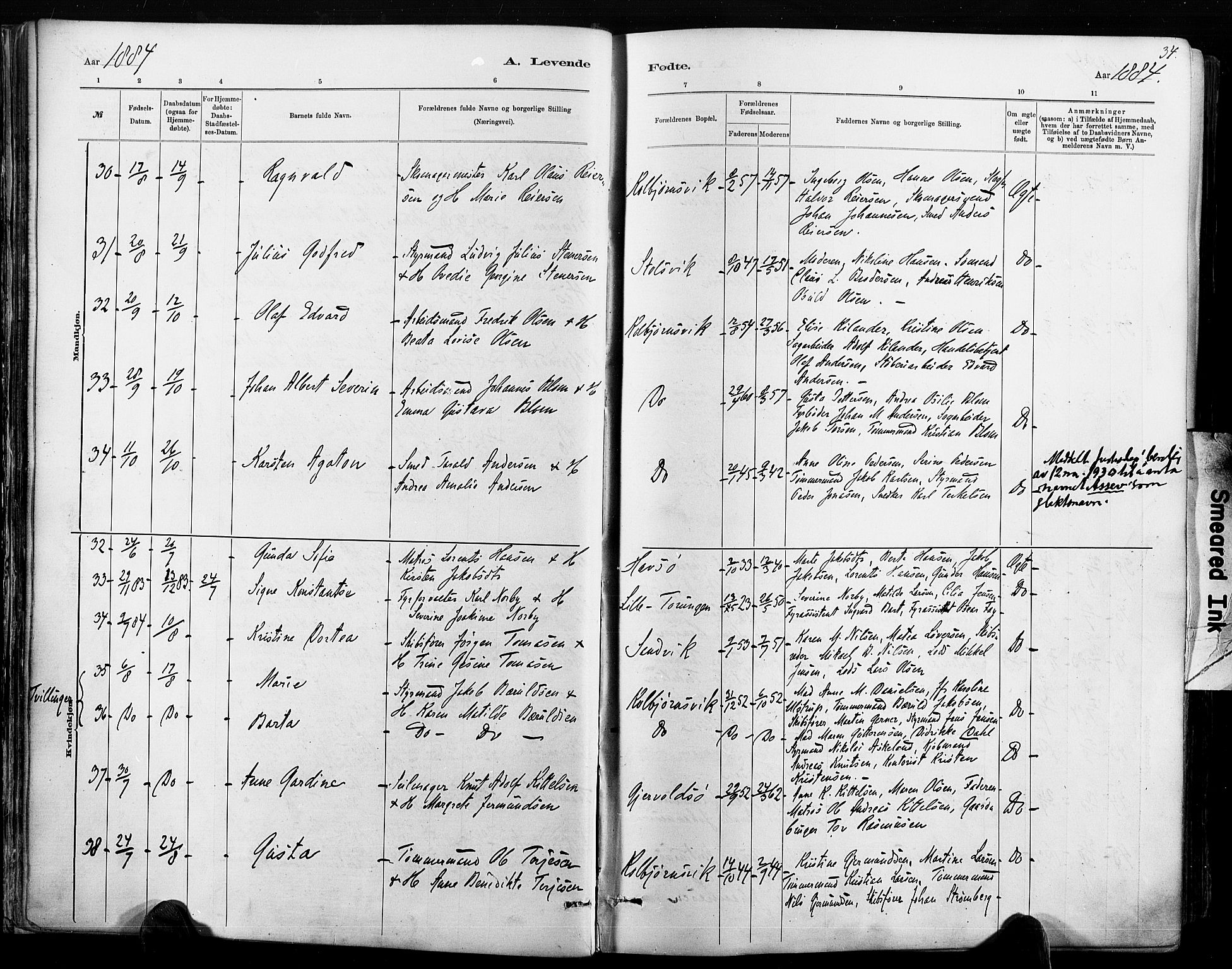 Hisøy sokneprestkontor, AV/SAK-1111-0020/F/Fa/L0003: Ministerialbok nr. A 3, 1881-1894, s. 35