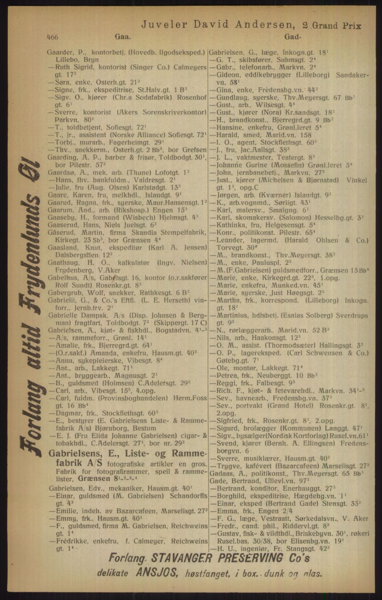 Kristiania/Oslo adressebok, PUBL/-, 1915, s. 466