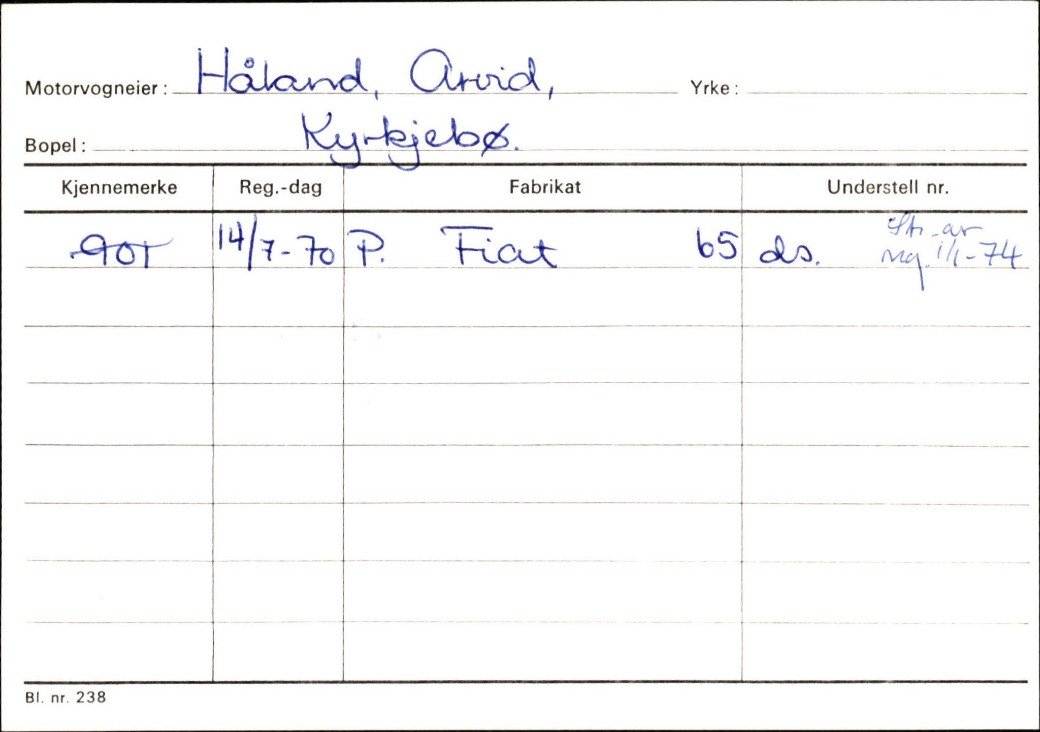 Statens vegvesen, Sogn og Fjordane vegkontor, SAB/A-5301/4/F/L0130: Eigarregister Eid T-Å. Høyanger A-O, 1945-1975, s. 1607