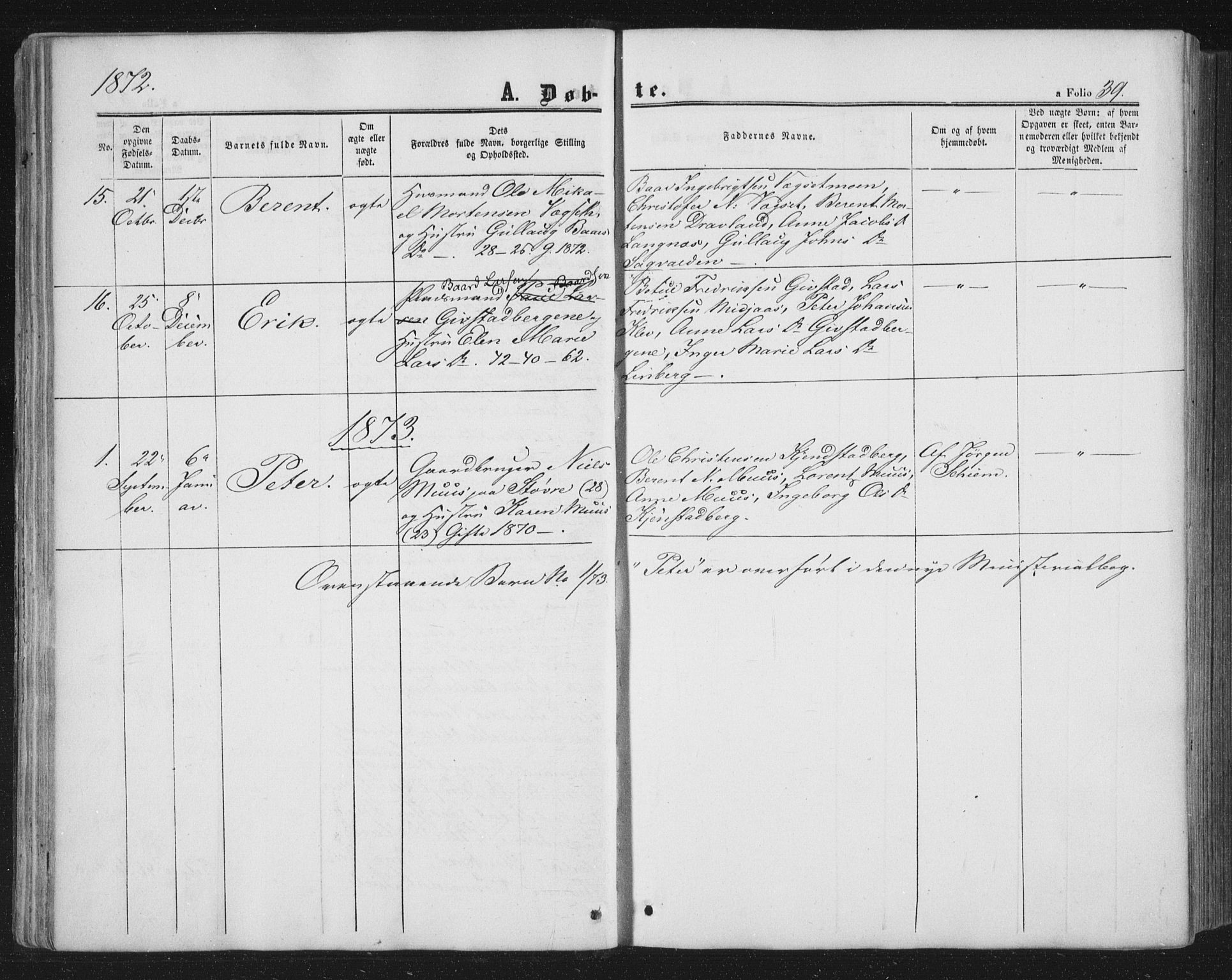 Ministerialprotokoller, klokkerbøker og fødselsregistre - Nord-Trøndelag, SAT/A-1458/749/L0472: Ministerialbok nr. 749A06, 1857-1873, s. 39