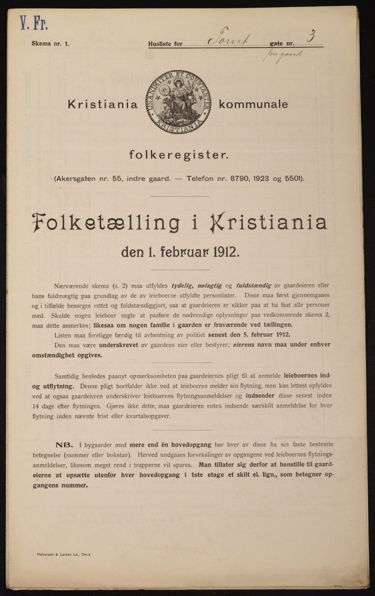 OBA, Kommunal folketelling 1.2.1912 for Kristiania, 1912, s. 115125