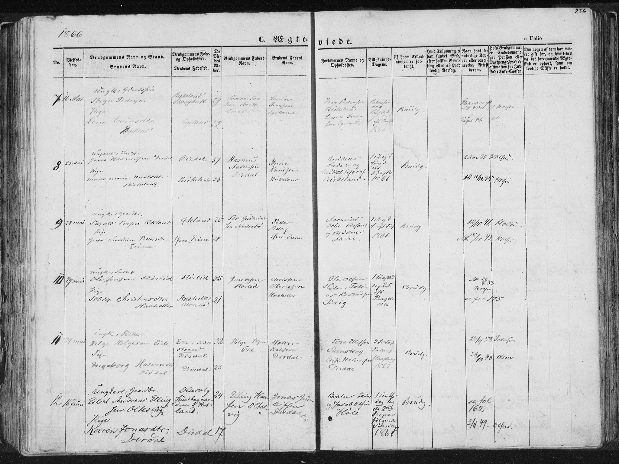 Høgsfjord sokneprestkontor, AV/SAST-A-101624/H/Ha/Haa/L0001: Ministerialbok nr. A 1, 1854-1875, s. 236