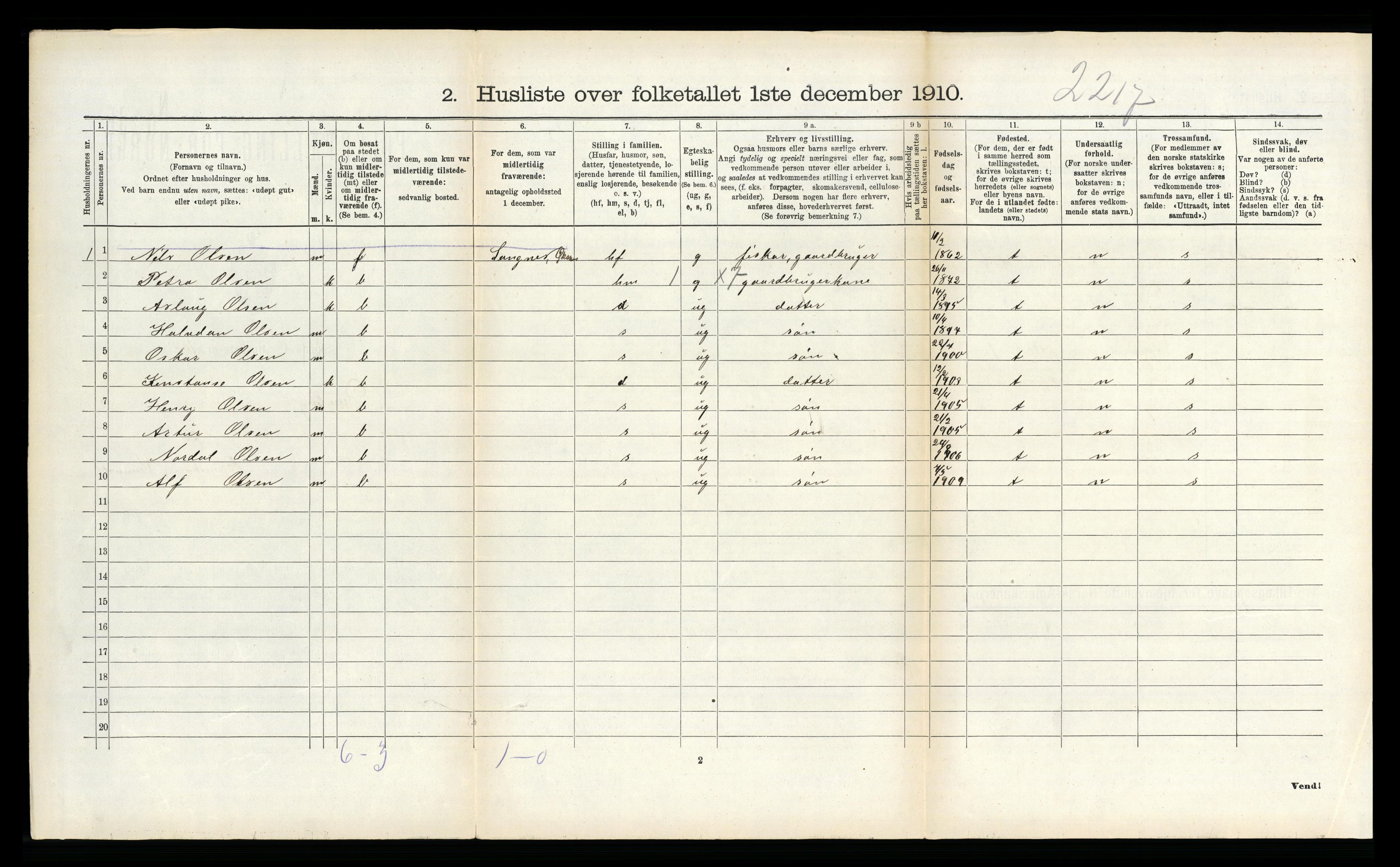 RA, Folketelling 1910 for 1872 Dverberg herred, 1910, s. 327