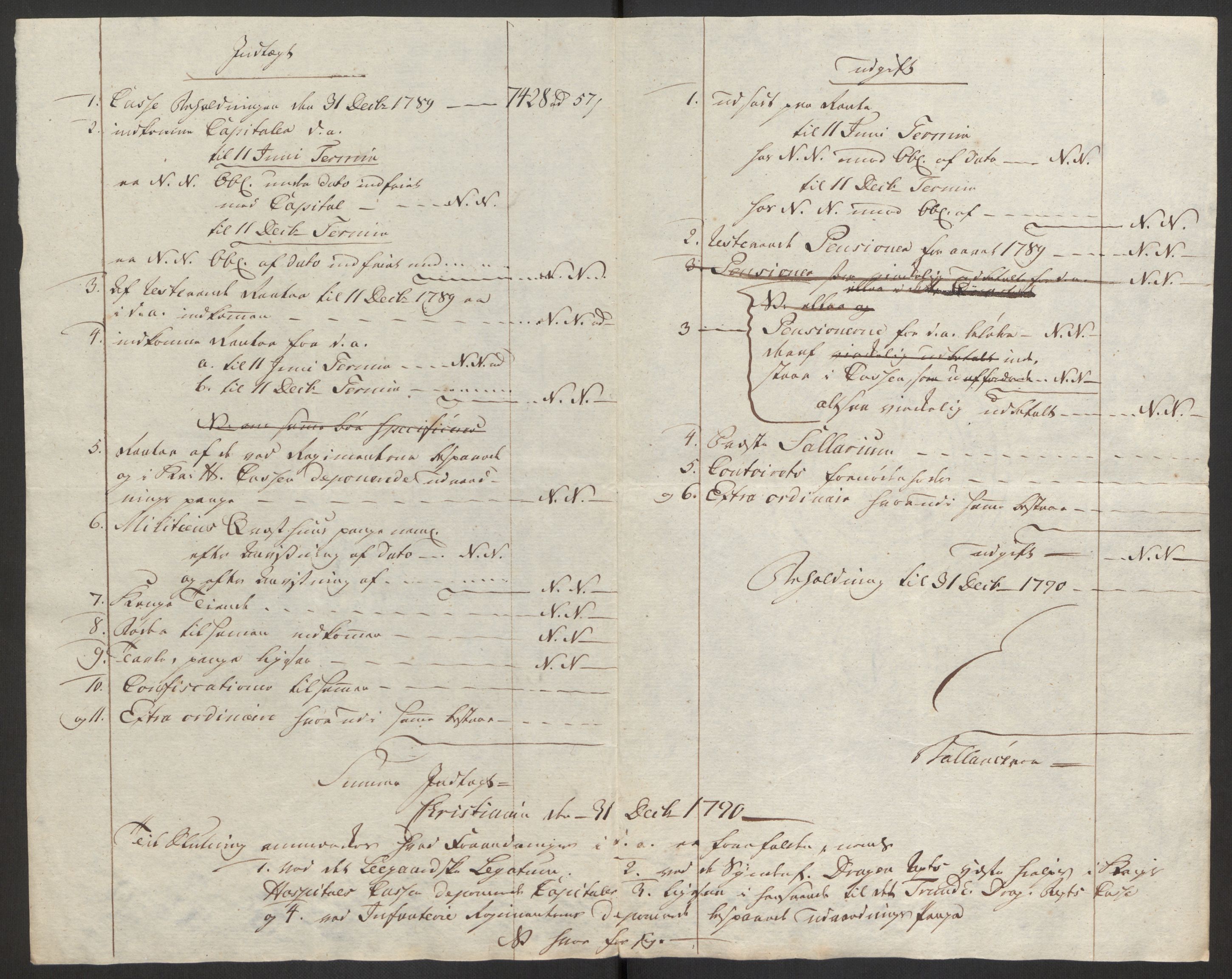 Forsvaret, Den norske kvesthuskasse/krigshospitalkasse, AV/RA-RAFA-1887/F/Fa/L0008: Konsepter, 1790-1793, s. 395