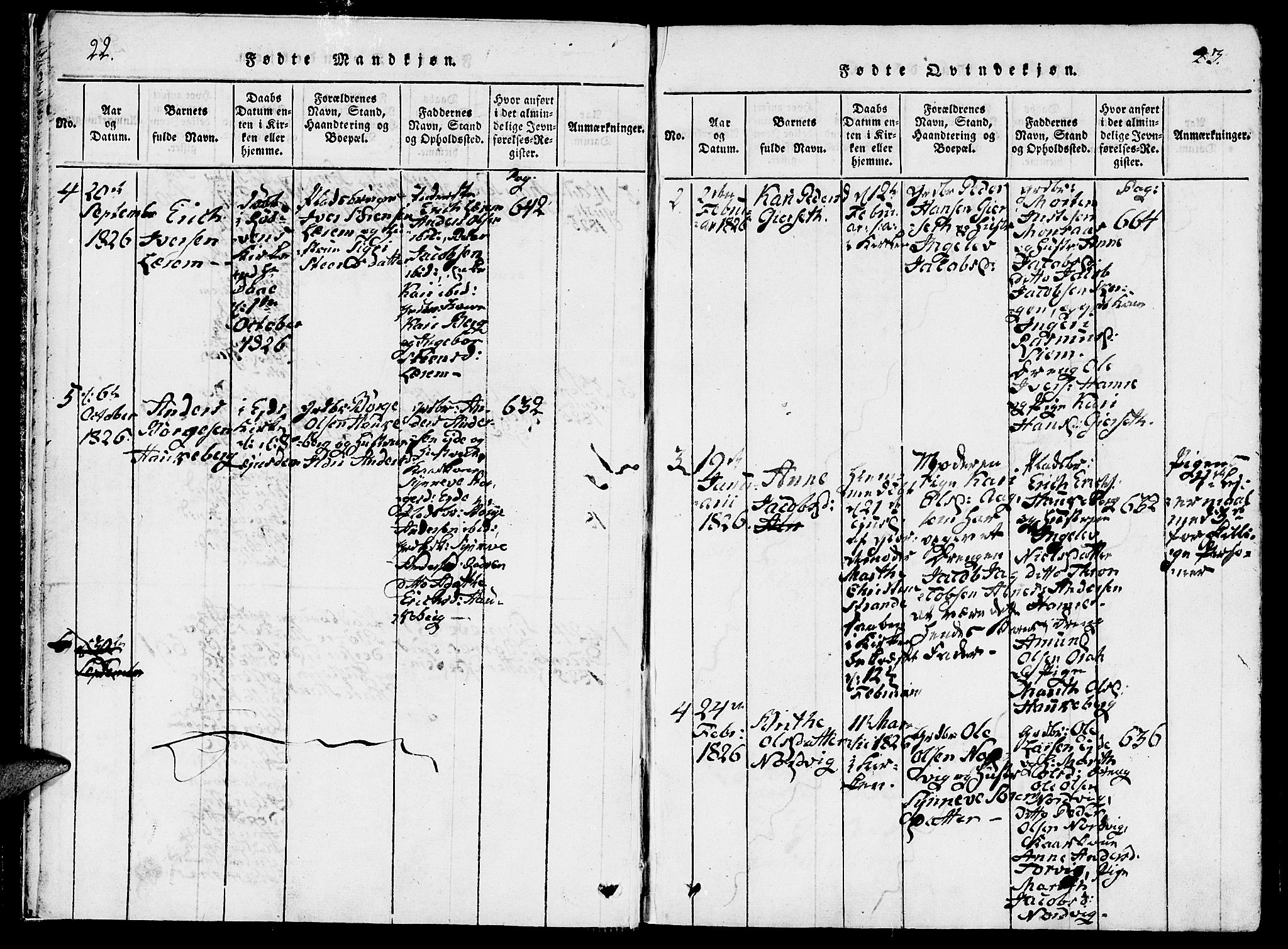 Ministerialprotokoller, klokkerbøker og fødselsregistre - Møre og Romsdal, AV/SAT-A-1454/542/L0551: Ministerialbok nr. 542A01, 1818-1853, s. 22-23