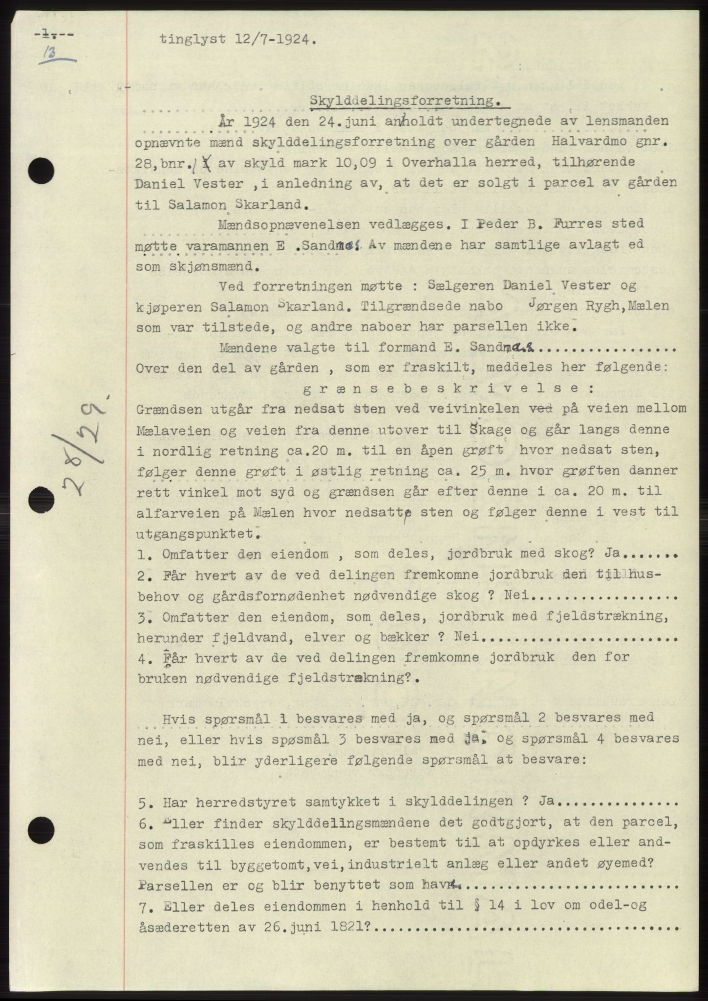Namdal sorenskriveri, SAT/A-4133/1/2/2C: Pantebok nr. -, 1922-1925, Tingl.dato: 12.07.1924