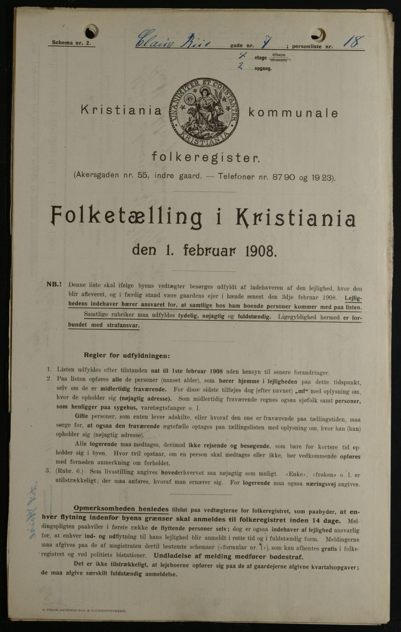 OBA, Kommunal folketelling 1.2.1908 for Kristiania kjøpstad, 1908, s. 11969