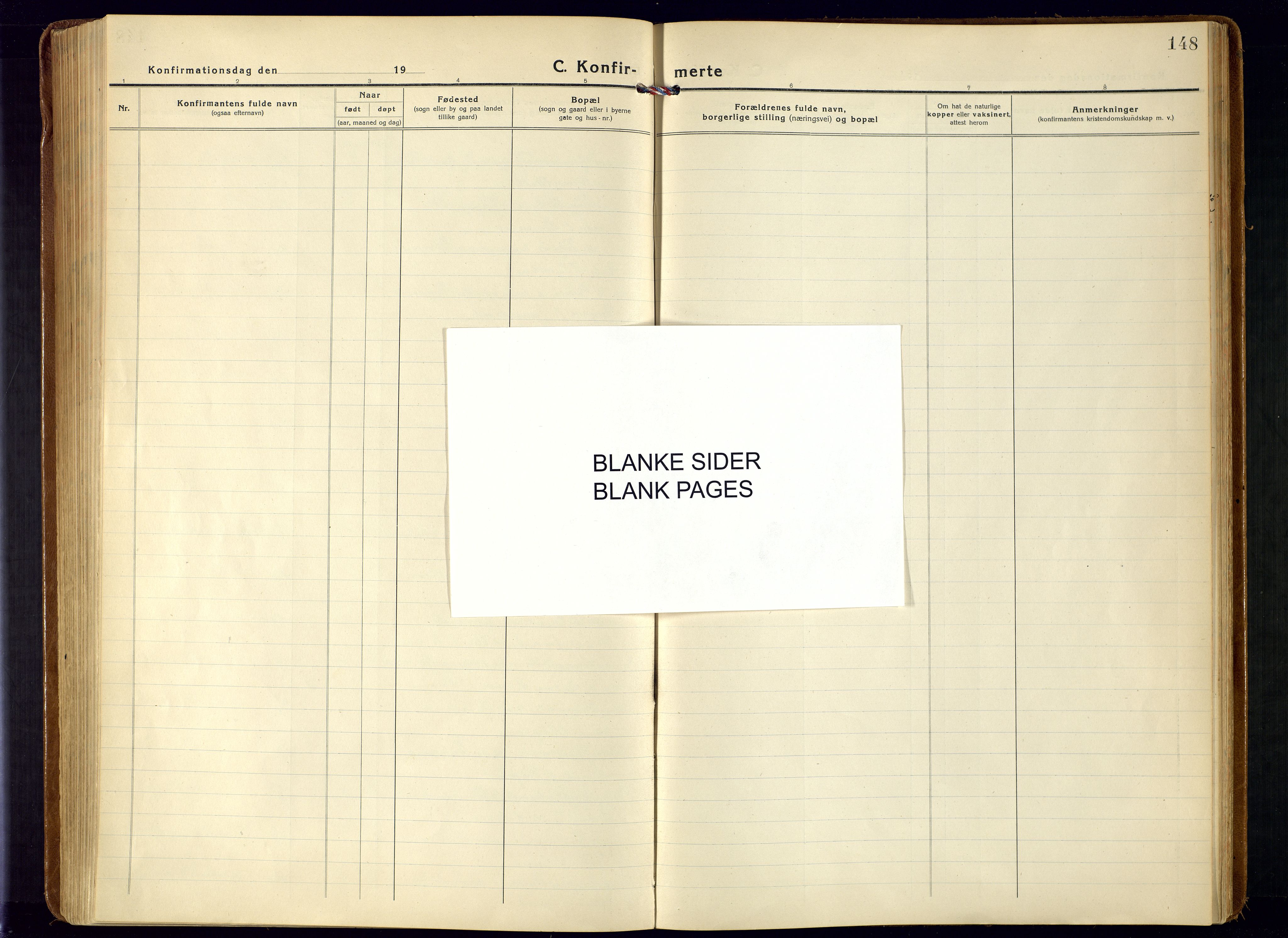 Bjelland sokneprestkontor, SAK/1111-0005/F/Fa/Fab/L0005: Ministerialbok nr. A 5, 1921-1951, s. 148