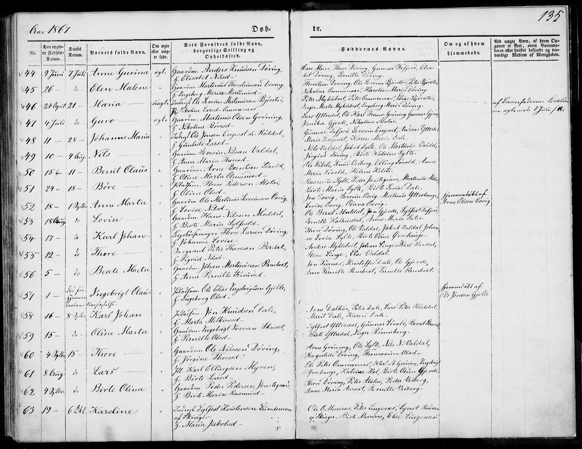 Ministerialprotokoller, klokkerbøker og fødselsregistre - Møre og Romsdal, AV/SAT-A-1454/519/L0249: Ministerialbok nr. 519A08, 1846-1868, s. 135