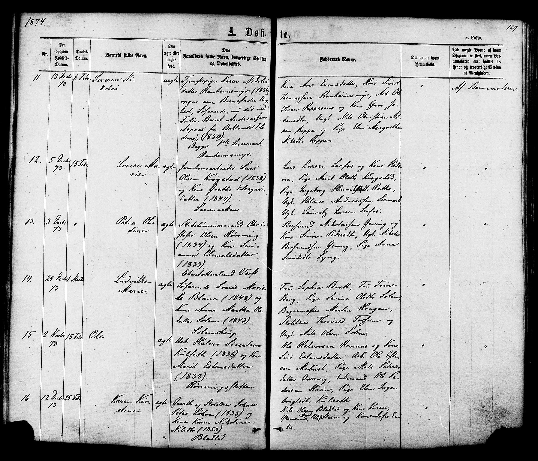 Ministerialprotokoller, klokkerbøker og fødselsregistre - Sør-Trøndelag, SAT/A-1456/606/L0293: Ministerialbok nr. 606A08, 1866-1877, s. 127