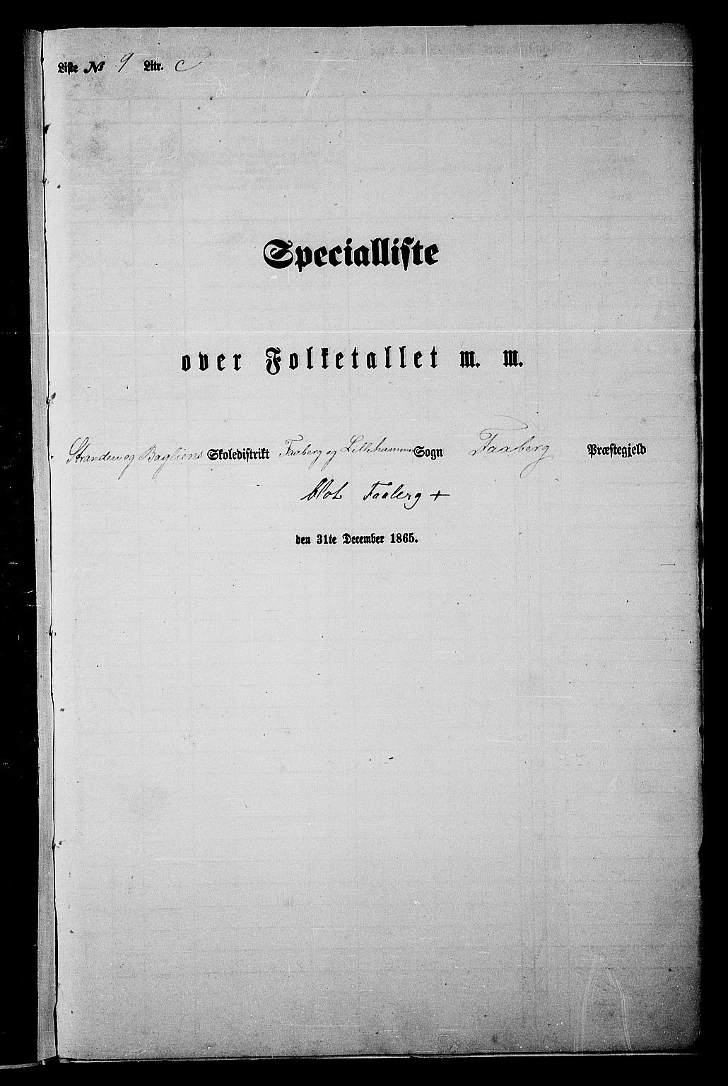 RA, Folketelling 1865 for 0524L Fåberg prestegjeld, Fåberg sokn og Lillehammer landsokn, 1865, s. 259