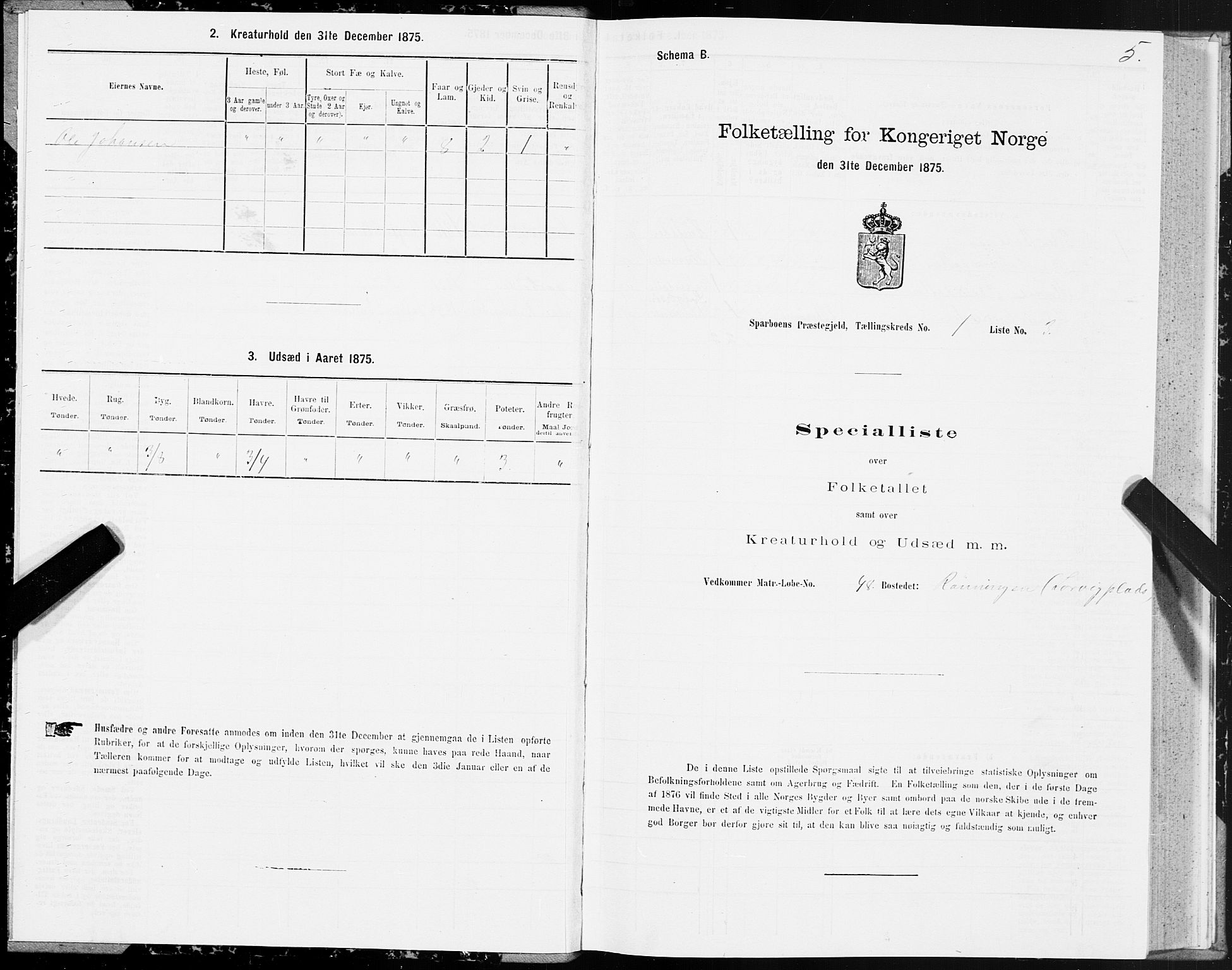 SAT, Folketelling 1875 for 1731P Sparbu prestegjeld, 1875, s. 1005