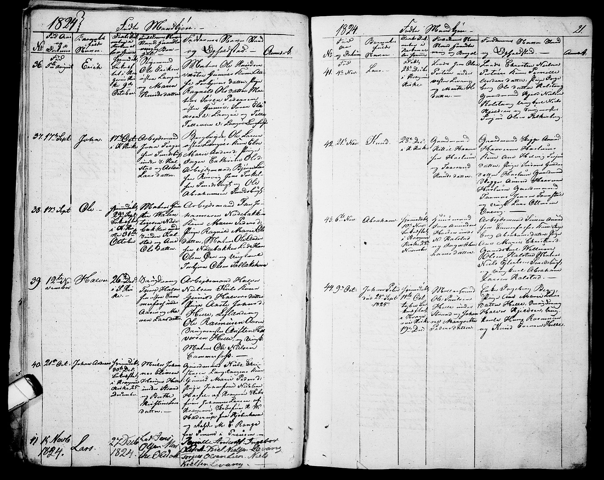 Sannidal kirkebøker, AV/SAKO-A-296/F/Fa/L0005: Ministerialbok nr. 5, 1823-1830, s. 21