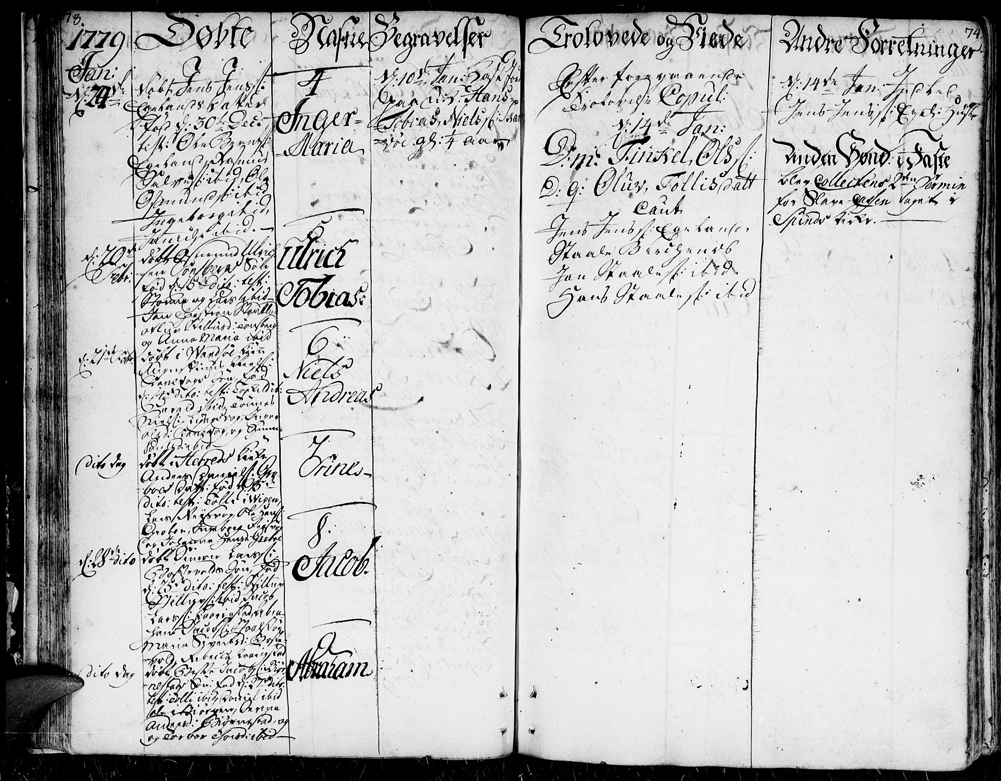 Herad sokneprestkontor, SAK/1111-0018/F/Fa/Faa/L0001: Ministerialbok nr. A 1 /2, 1768-1797, s. 73-74