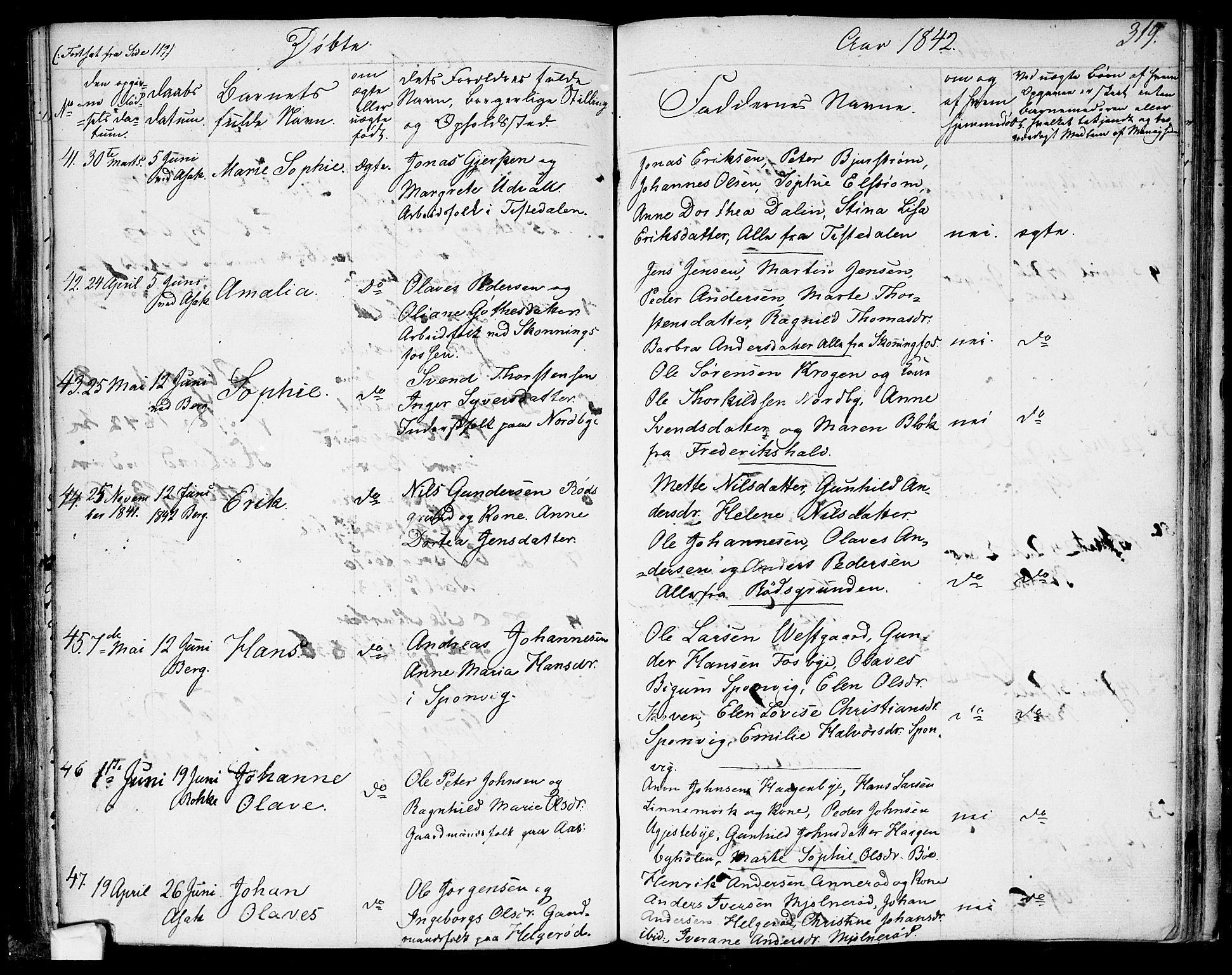 Berg prestekontor Kirkebøker, AV/SAO-A-10902/F/Fa/L0003: Ministerialbok nr. I 3, 1832-1842, s. 319