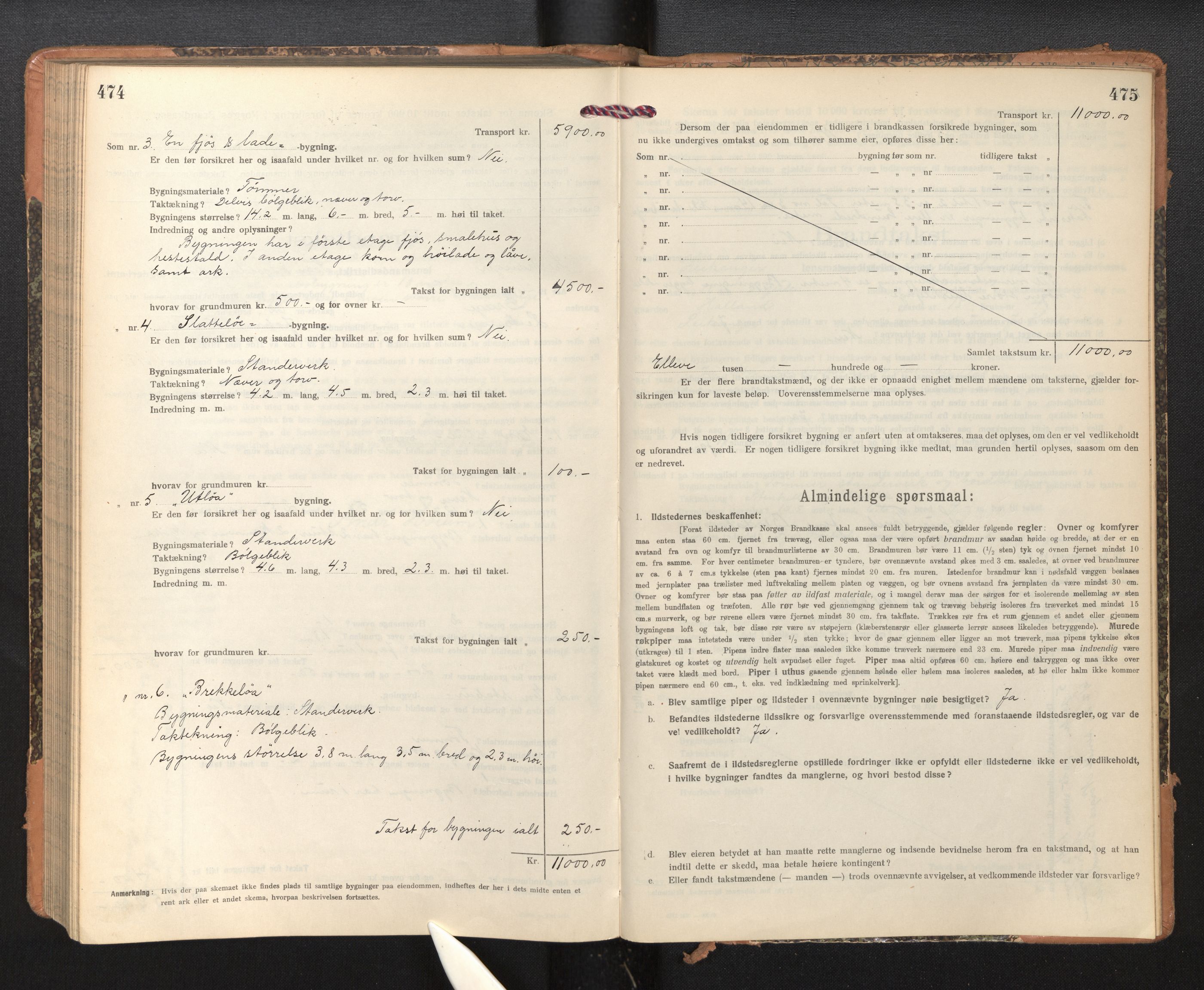 Lensmannen i Leikanger, AV/SAB-A-29201/0012/L0006: Branntakstprotokoll, skjematakst, 1920-1926, s. 474-475