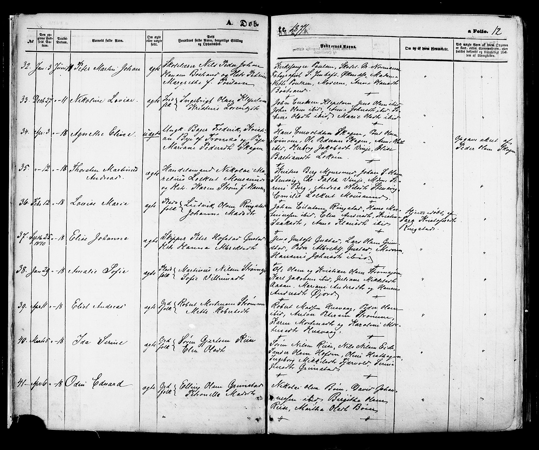 Ministerialprotokoller, klokkerbøker og fødselsregistre - Nordland, AV/SAT-A-1459/891/L1301: Ministerialbok nr. 891A06, 1870-1878, s. 12