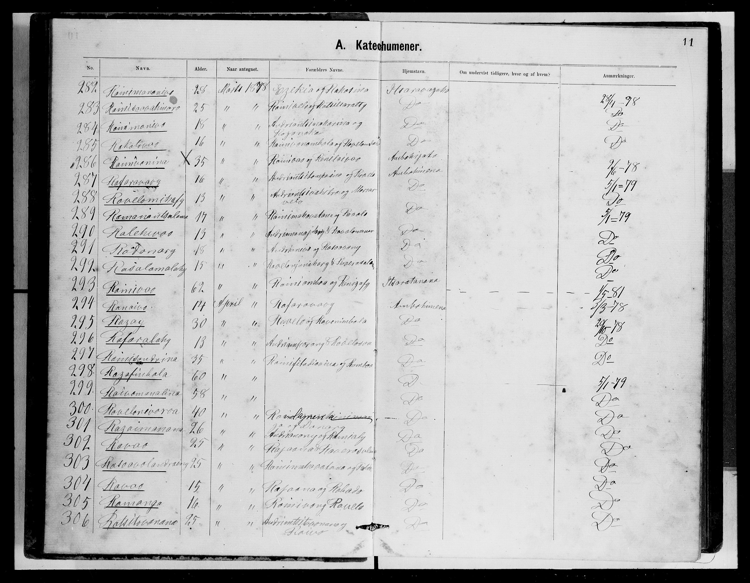 Archives FLM/NMS, Madagaskar, VID/MA-A-1163/D/Db/L0269: Ministerialbok nr. 1, 1867-1884, s. 11