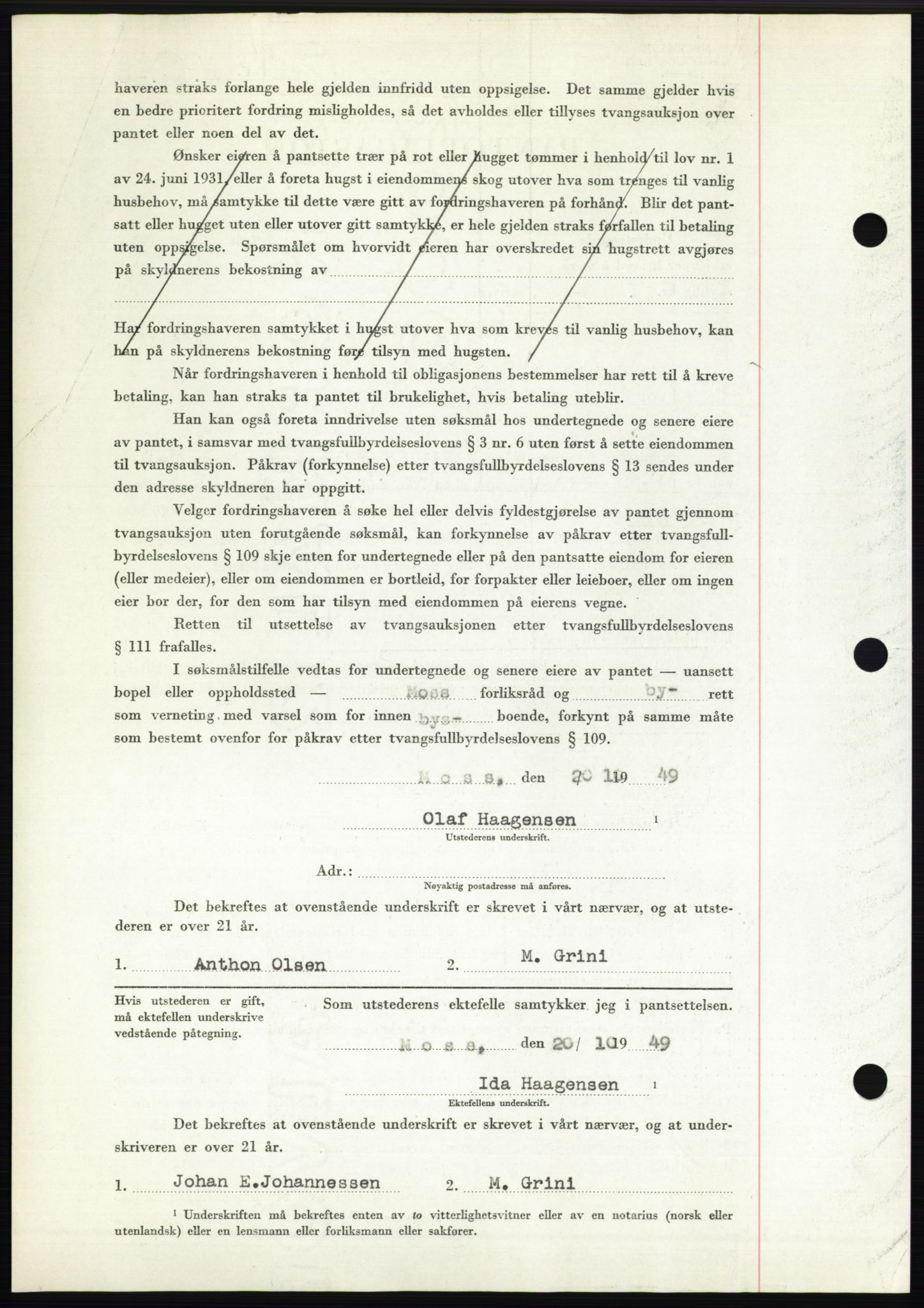 Moss sorenskriveri, SAO/A-10168: Pantebok nr. B23, 1949-1950, Dagboknr: 3239/1949