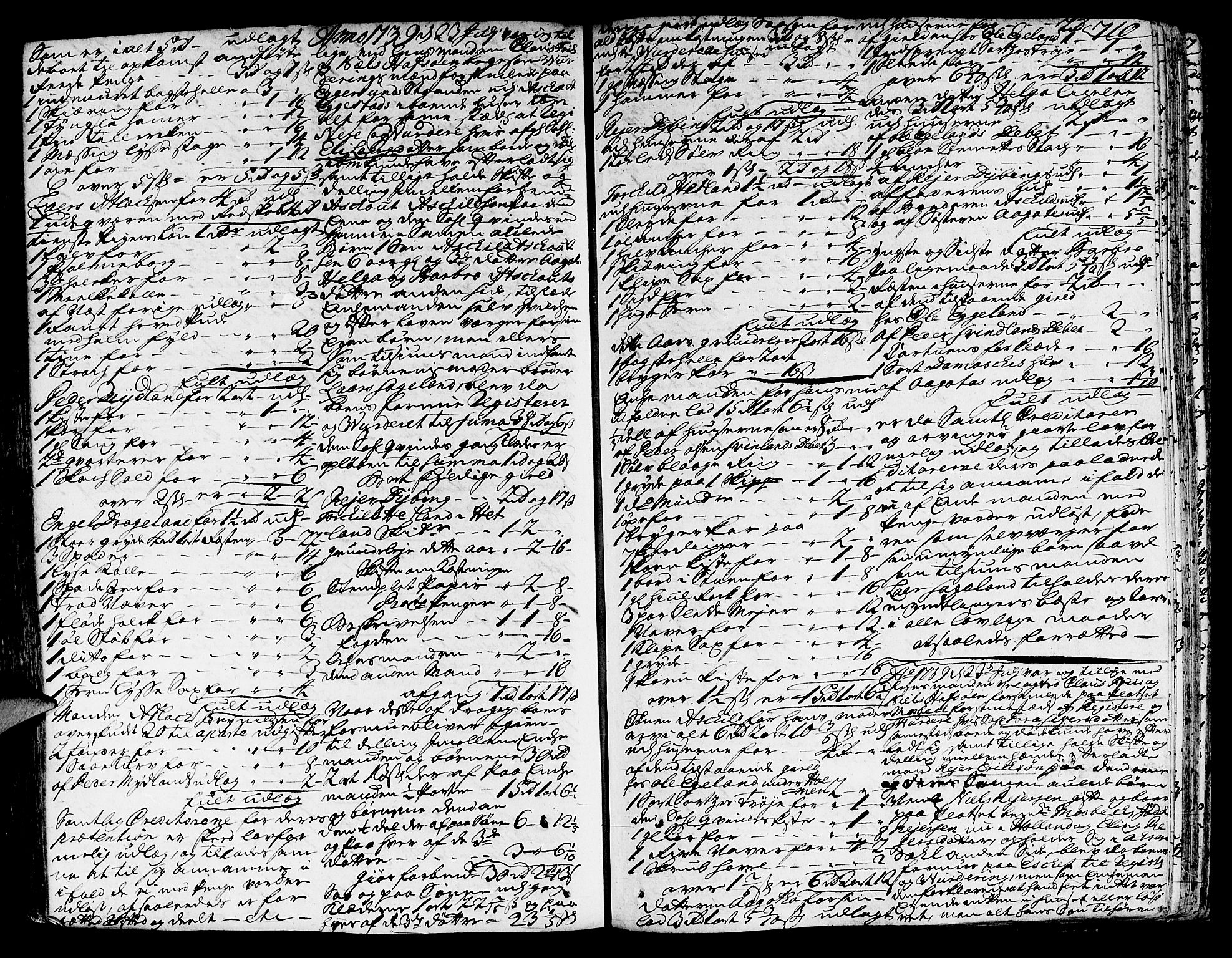 Jæren og Dalane sorenskriveri, SAST/A-100306/5/50BA/L0006B: SKIFTEPROTOKOLL, 1722-1739, s. 709b-710a
