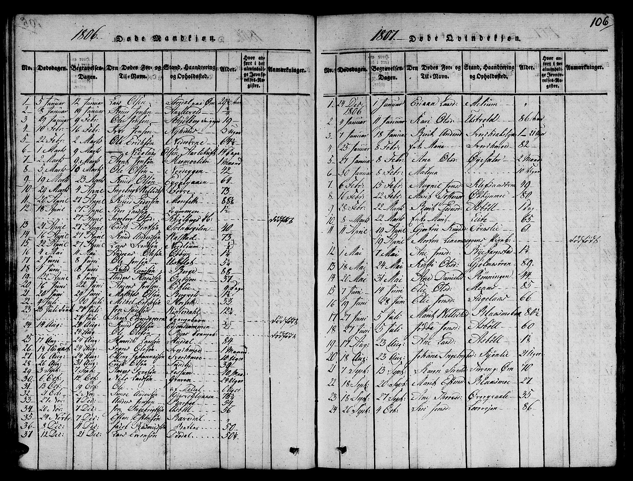 Ministerialprotokoller, klokkerbøker og fødselsregistre - Sør-Trøndelag, AV/SAT-A-1456/668/L0803: Ministerialbok nr. 668A03, 1800-1826, s. 106