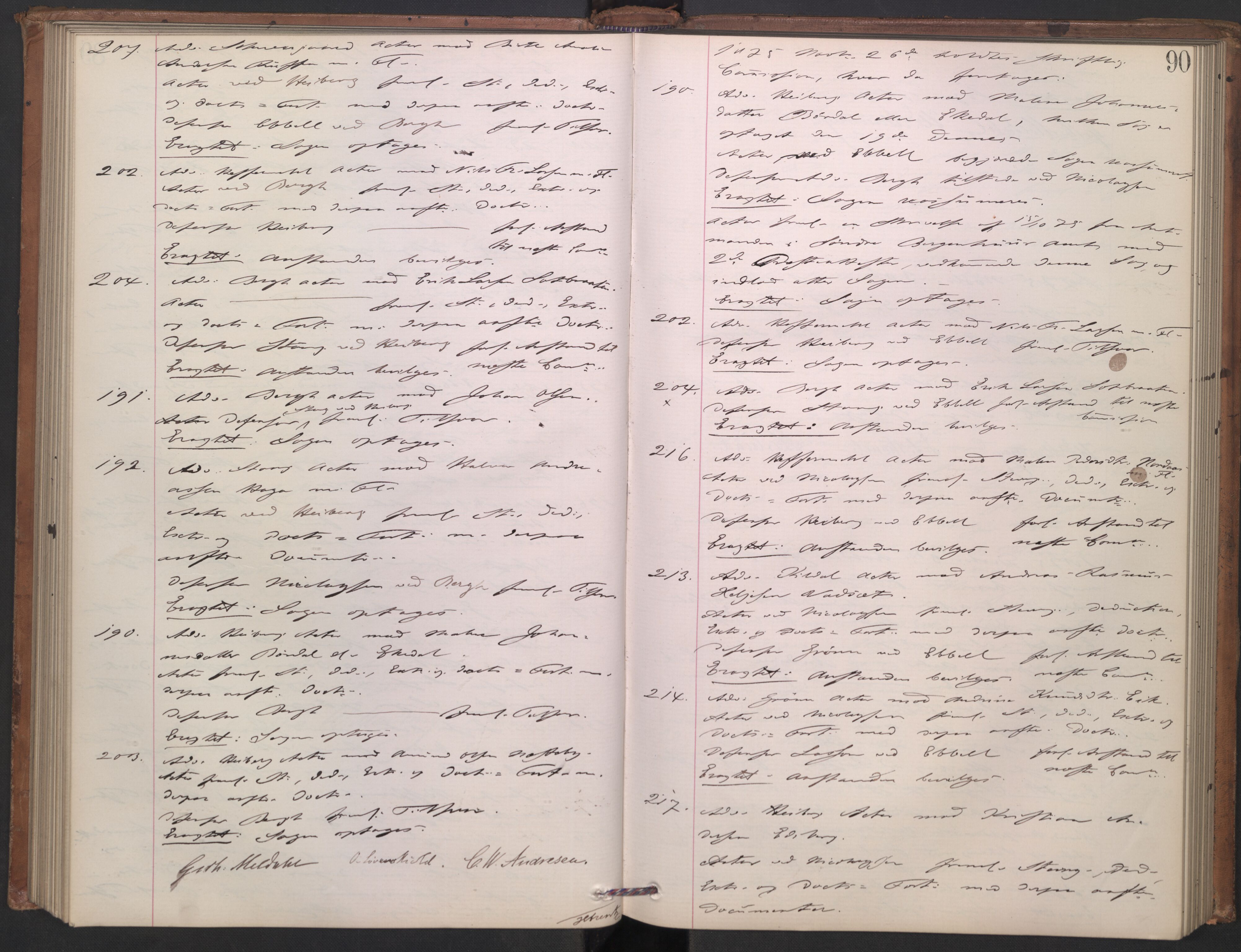 Høyesterett, AV/RA-S-1002/E/Ef/L0013: Protokoll over saker som gikk til skriftlig behandling, 1873-1879, s. 89b-90a