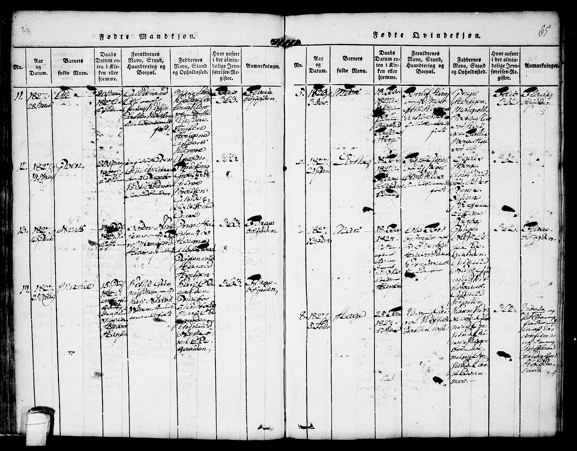 Kviteseid kirkebøker, SAKO/A-276/F/Fa/L0005: Ministerialbok nr. I 5, 1815-1836, s. 65