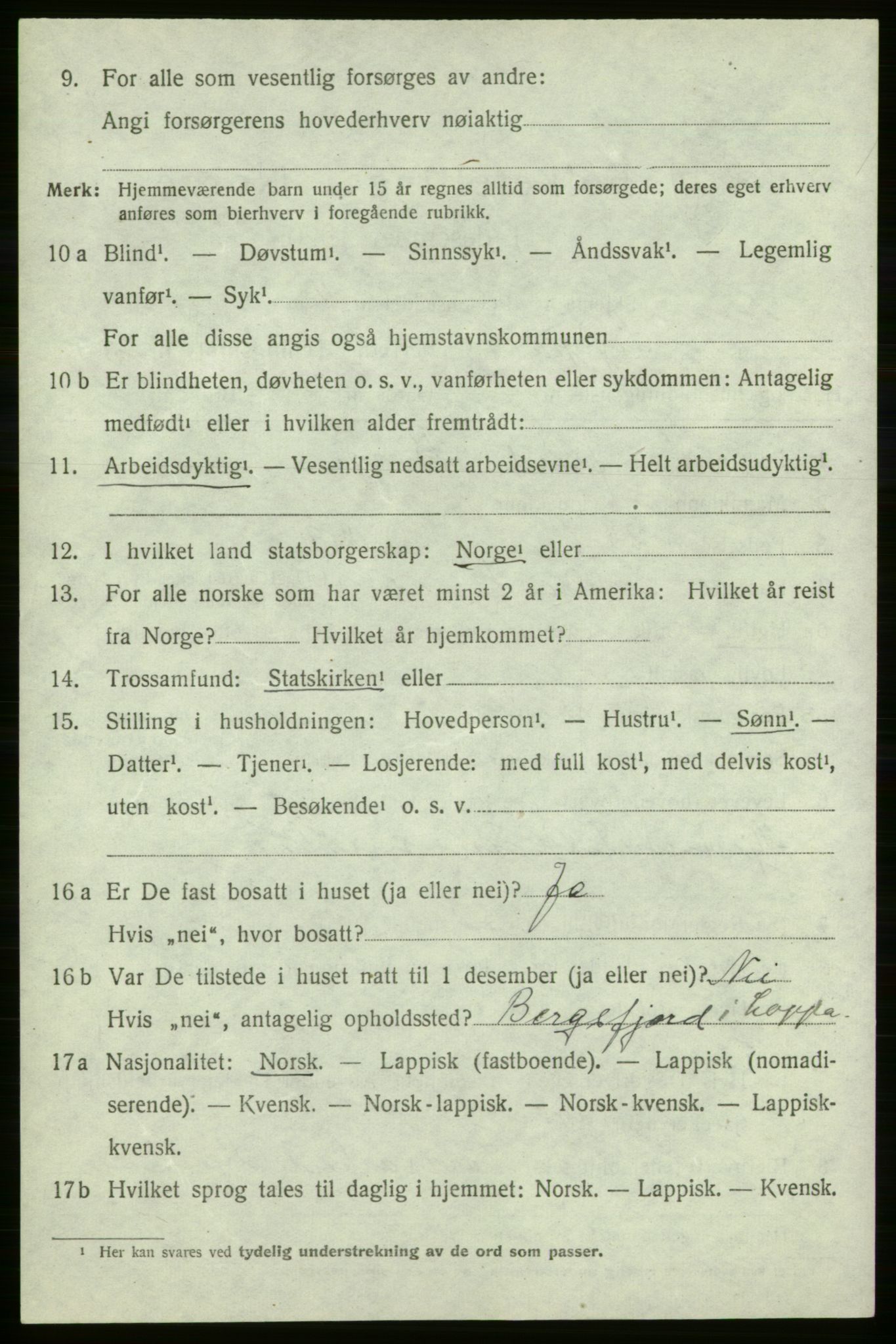 SATØ, Folketelling 1920 for 2014 Loppa herred, 1920, s. 855