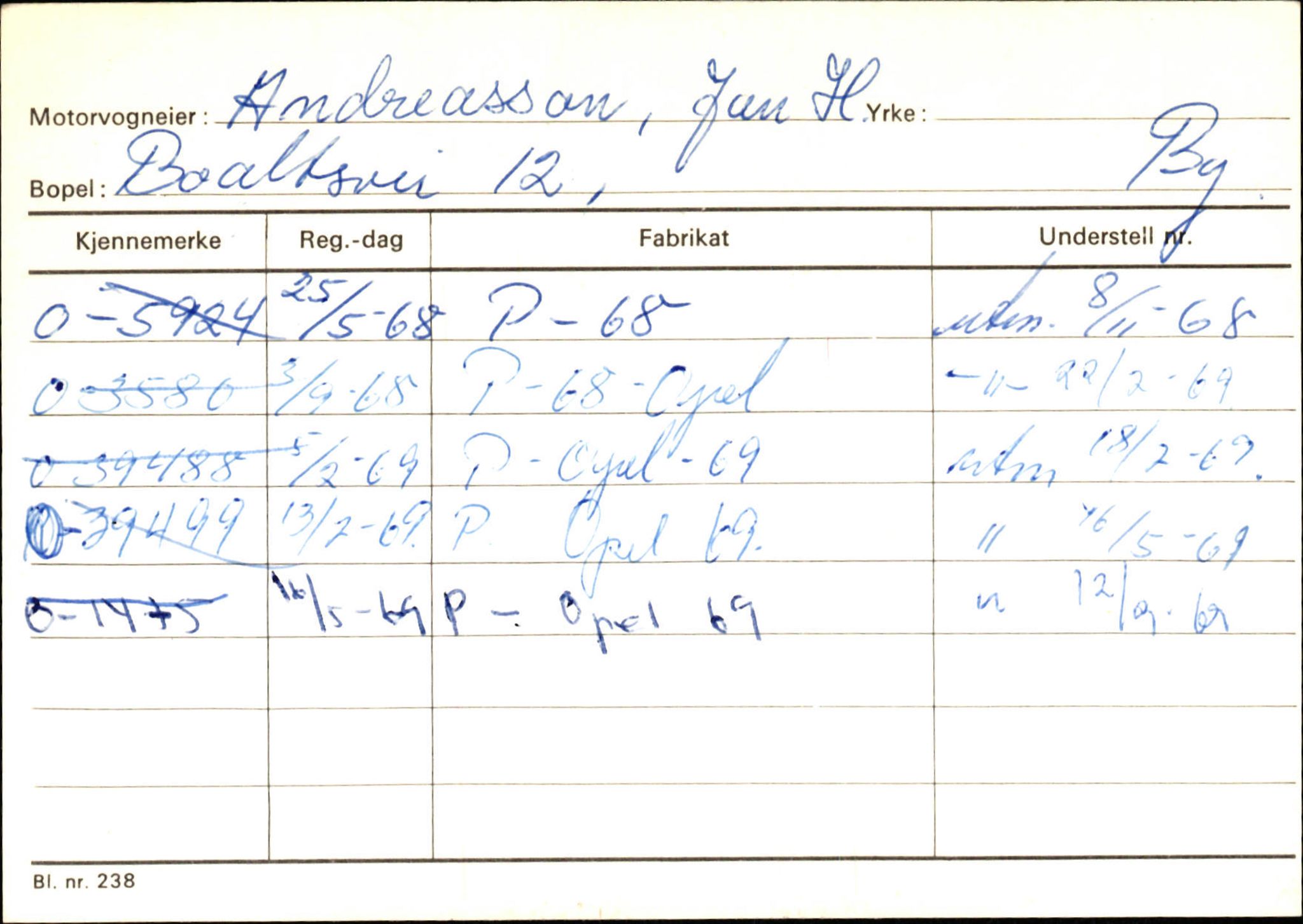 Statens vegvesen, Hordaland vegkontor, AV/SAB-A-5201/2/Hb/L0002: O-eierkort A-B, 1920-1971, s. 4
