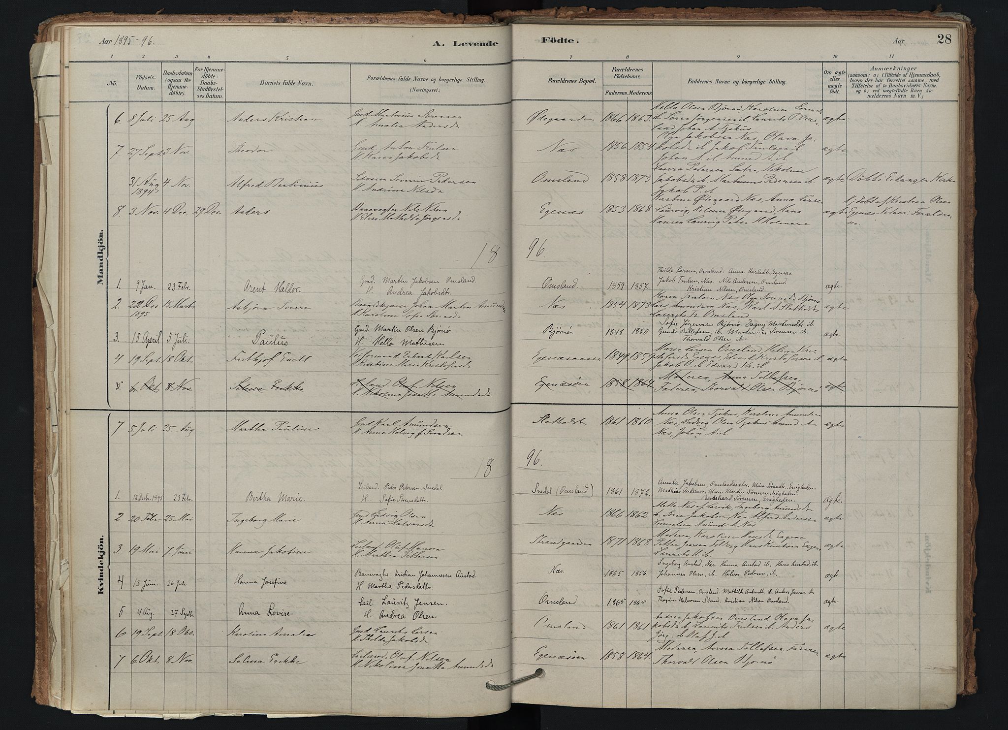 Brunlanes kirkebøker, SAKO/A-342/F/Fd/L0001: Ministerialbok nr. IV 1, 1878-1917, s. 28