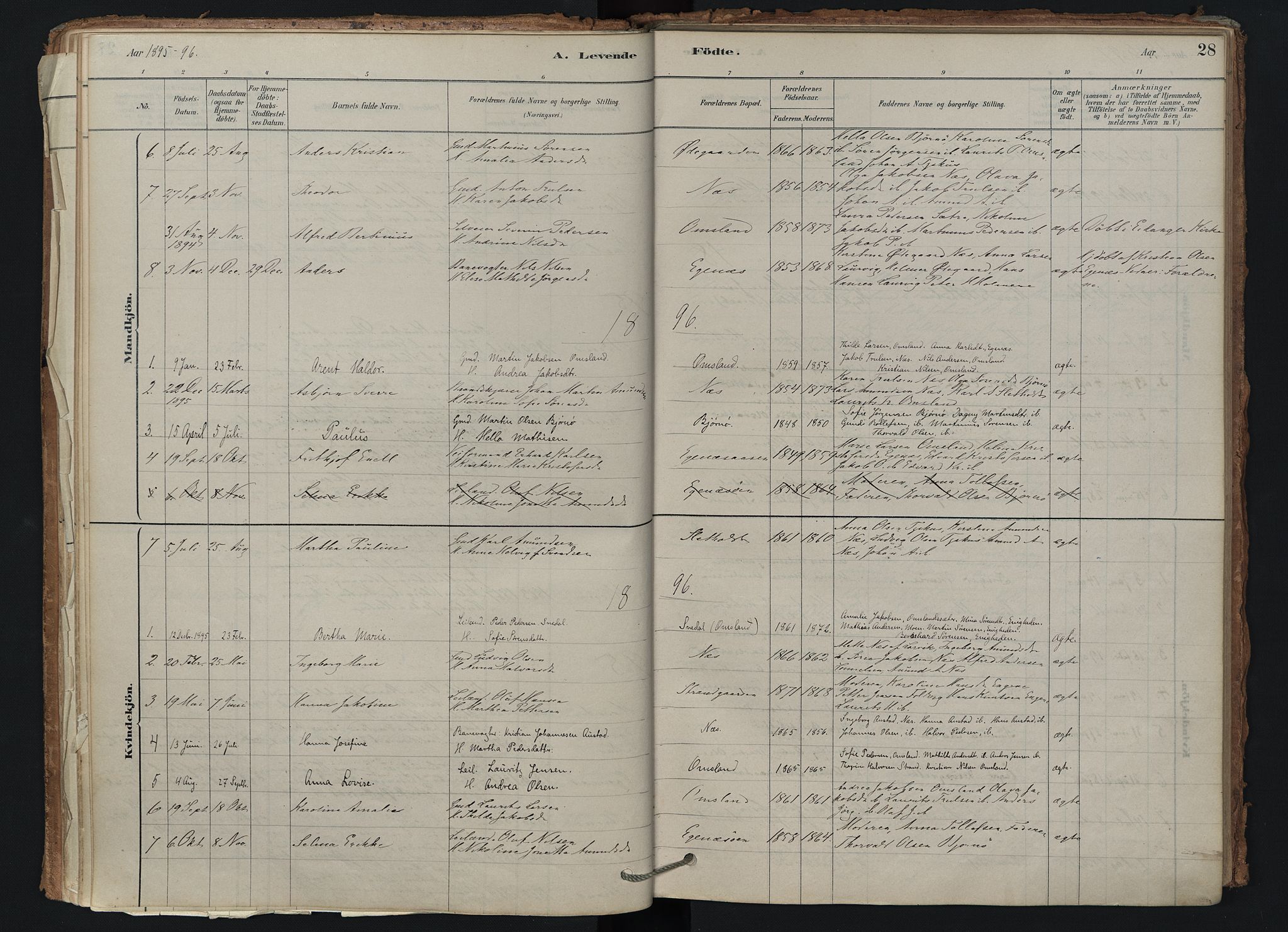 Brunlanes kirkebøker, AV/SAKO-A-342/F/Fd/L0001: Ministerialbok nr. IV 1, 1878-1917, s. 28
