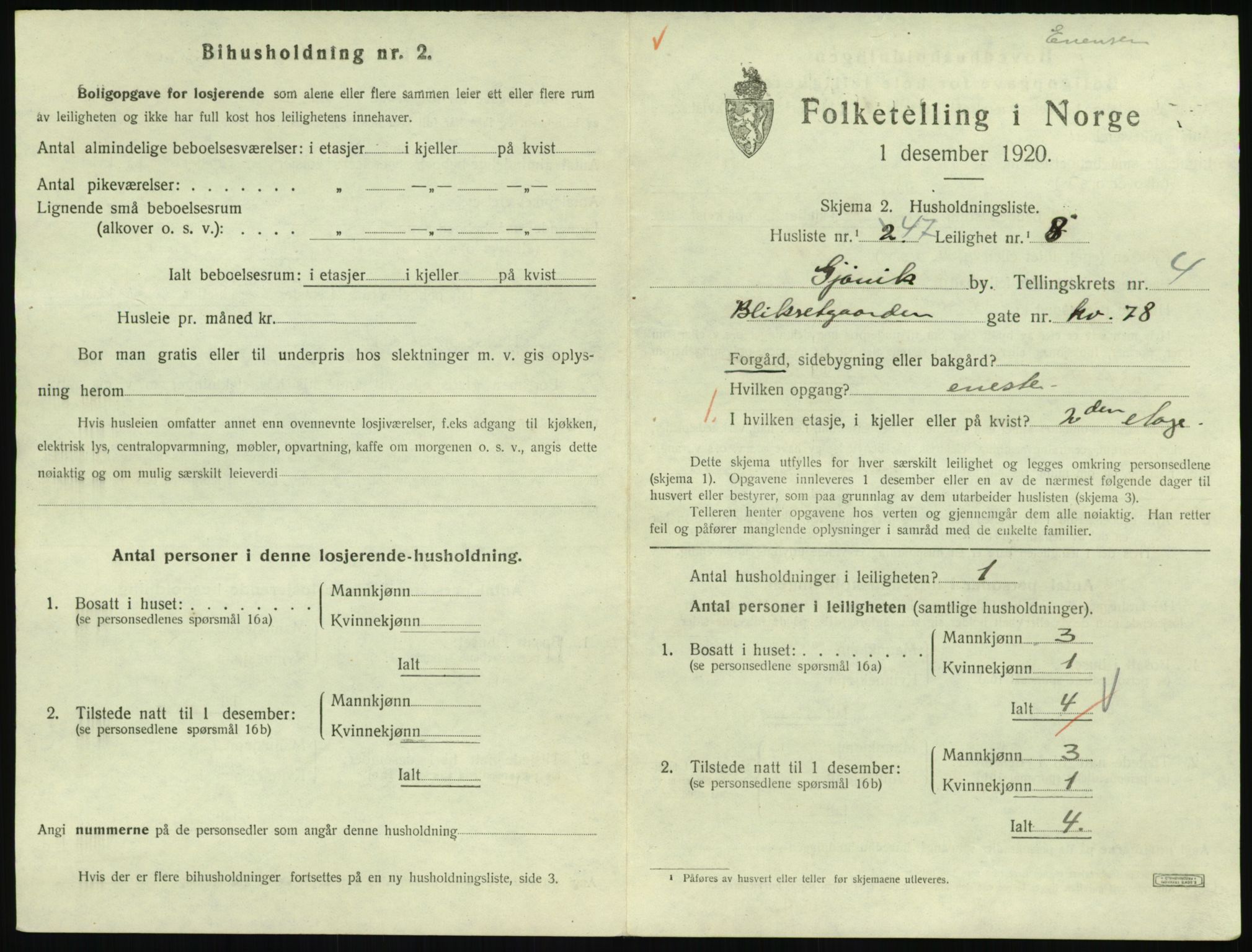 SAH, Folketelling 1920 for 0502 Gjøvik kjøpstad, 1920, s. 2206