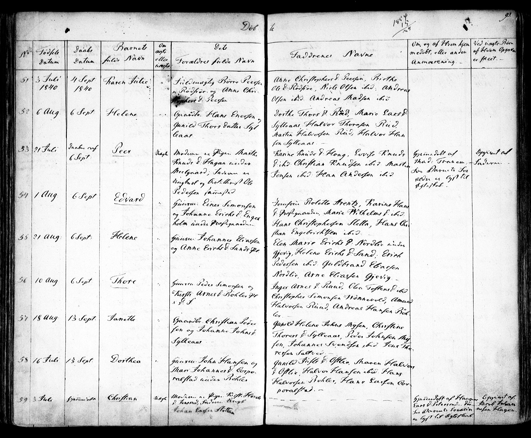 Enebakk prestekontor Kirkebøker, AV/SAO-A-10171c/F/Fa/L0009: Ministerialbok nr. I 9, 1832-1861, s. 93
