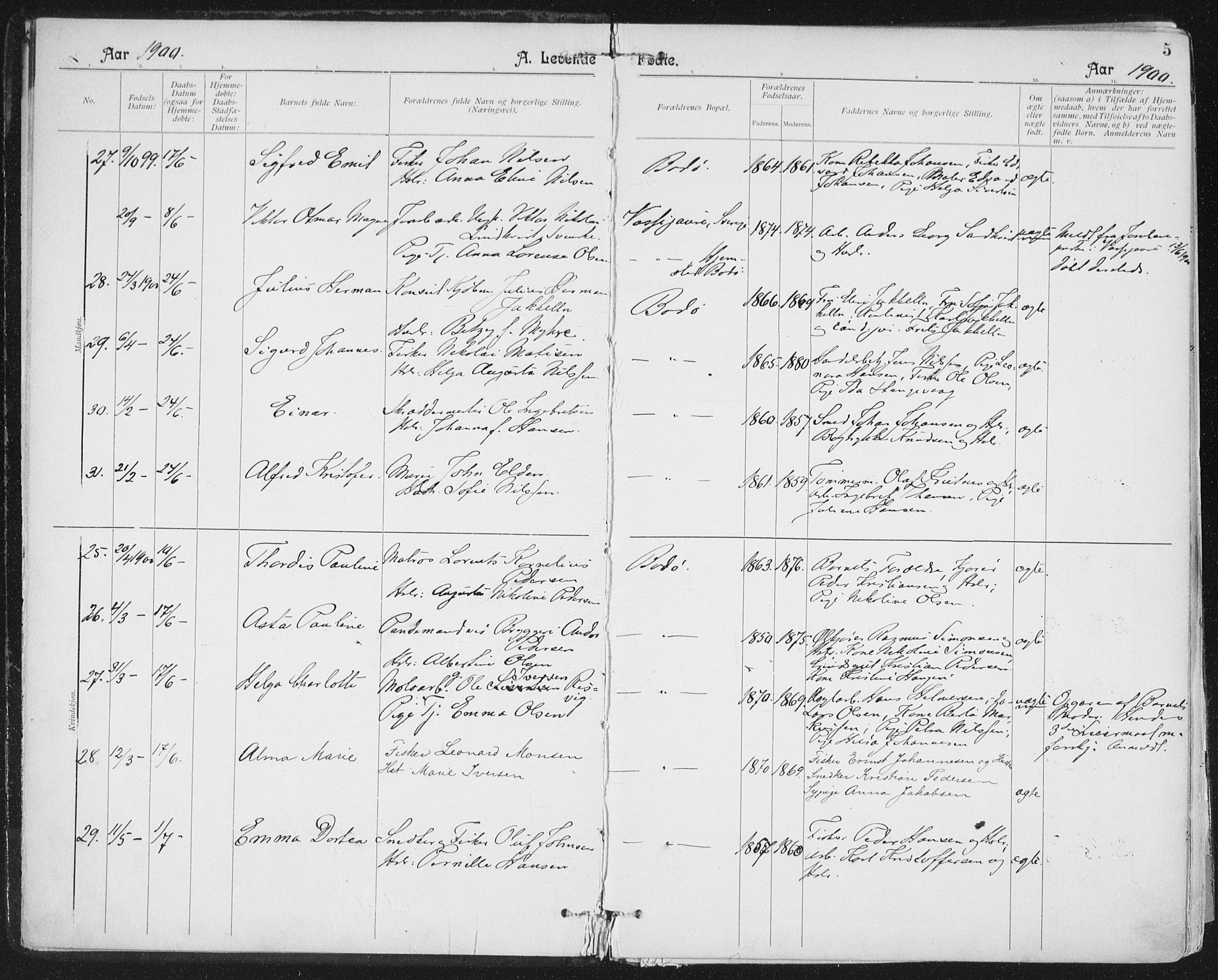 Ministerialprotokoller, klokkerbøker og fødselsregistre - Nordland, AV/SAT-A-1459/801/L0011: Ministerialbok nr. 801A11, 1900-1916, s. 5
