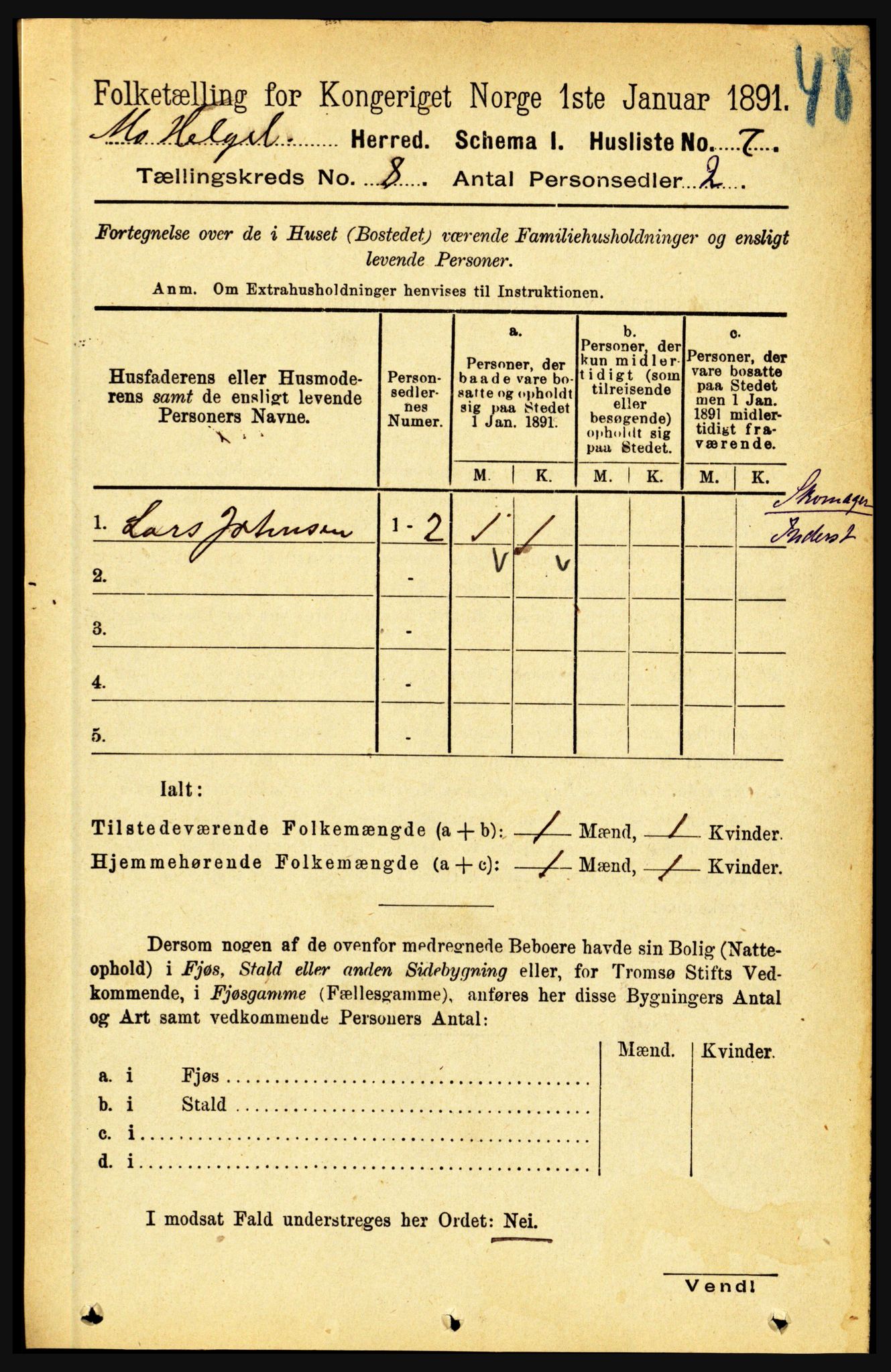 RA, Folketelling 1891 for 1833 Mo herred, 1891, s. 2853