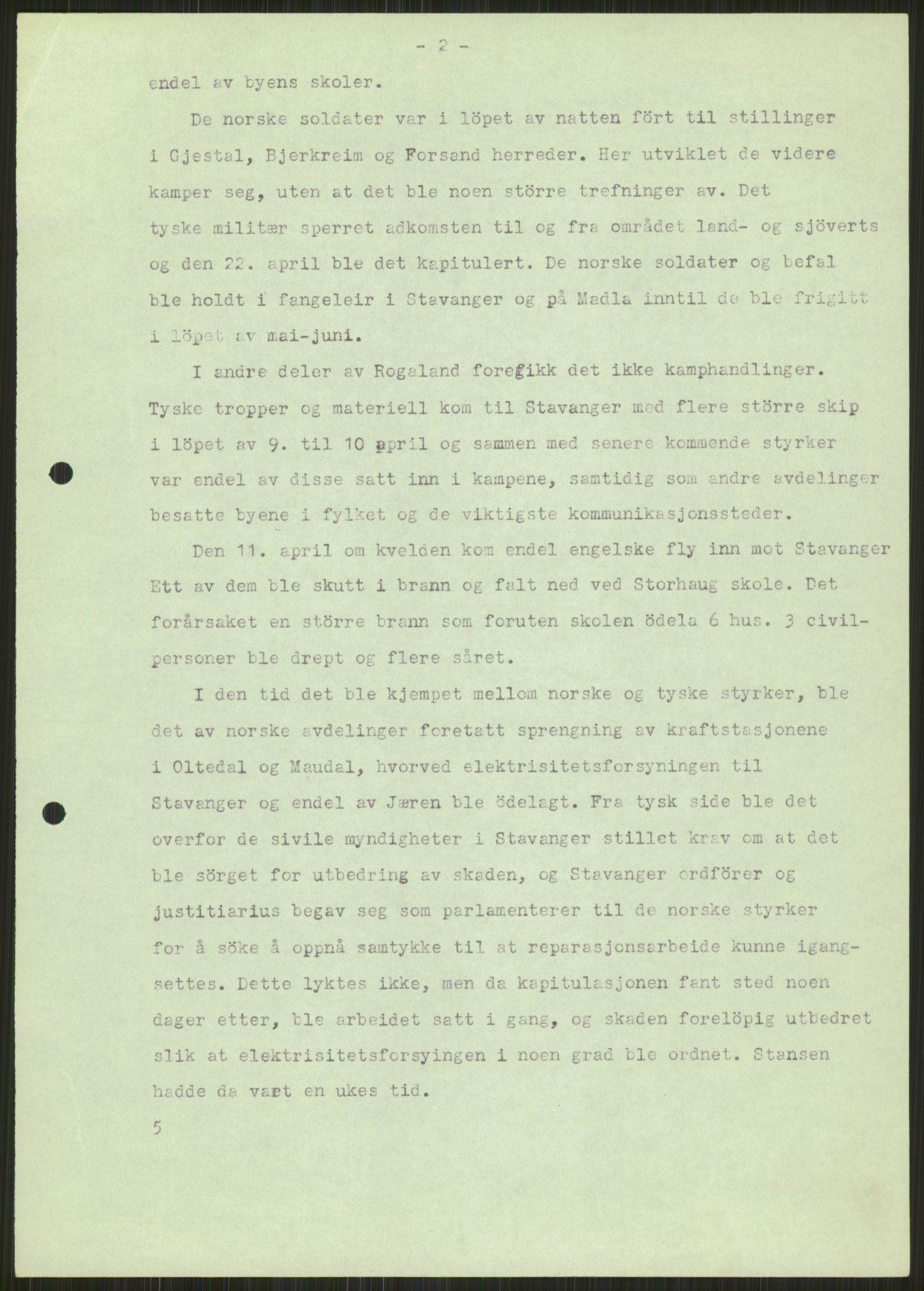 Forsvaret, Forsvarets krigshistoriske avdeling, AV/RA-RAFA-2017/Y/Ya/L0015: II-C-11-31 - Fylkesmenn.  Rapporter om krigsbegivenhetene 1940., 1940, s. 5