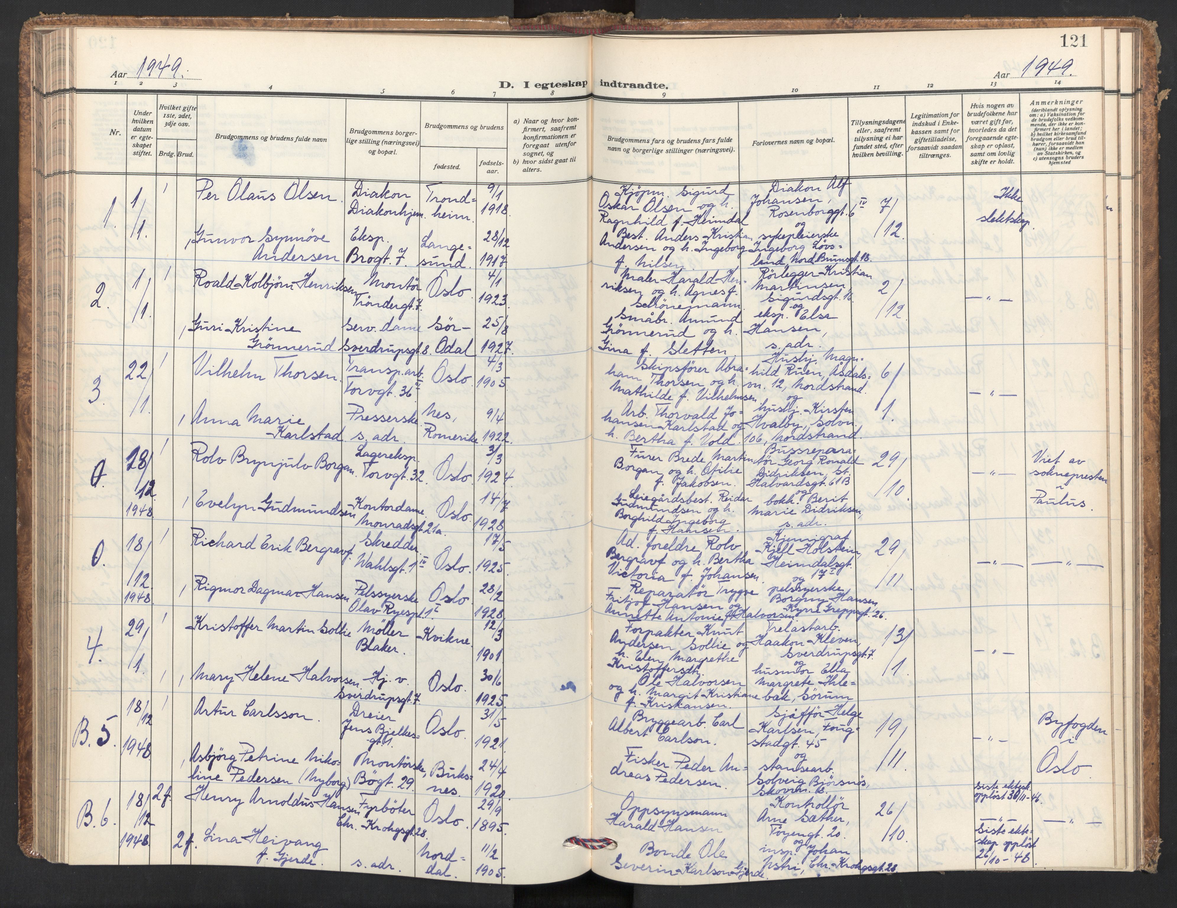 Jakob prestekontor Kirkebøker, AV/SAO-A-10850/F/Fa/L0019: Ministerialbok nr. 19, 1937-1949, s. 121