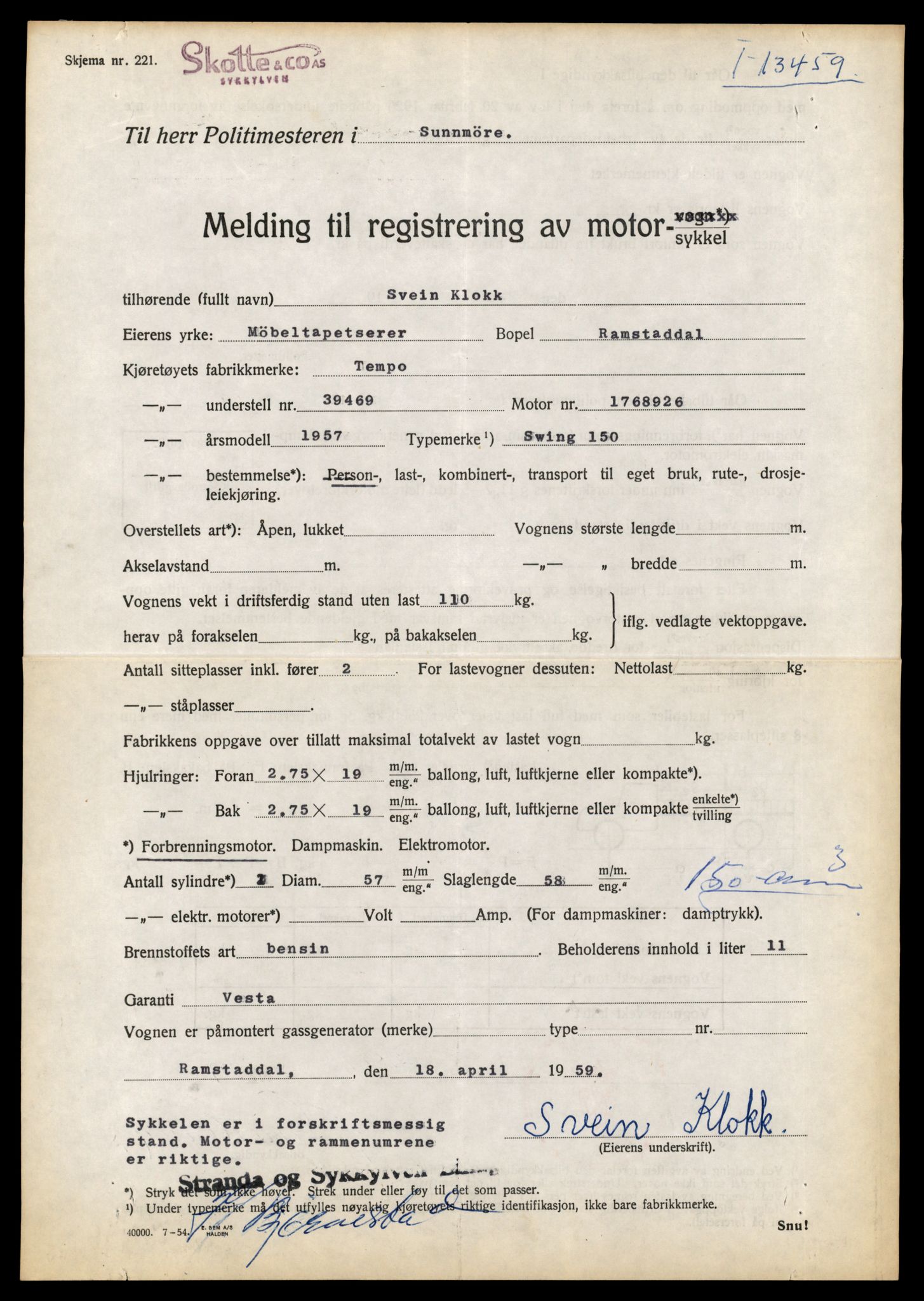 Møre og Romsdal vegkontor - Ålesund trafikkstasjon, AV/SAT-A-4099/F/Fe/L0039: Registreringskort for kjøretøy T 13361 - T 13530, 1927-1998, s. 1693