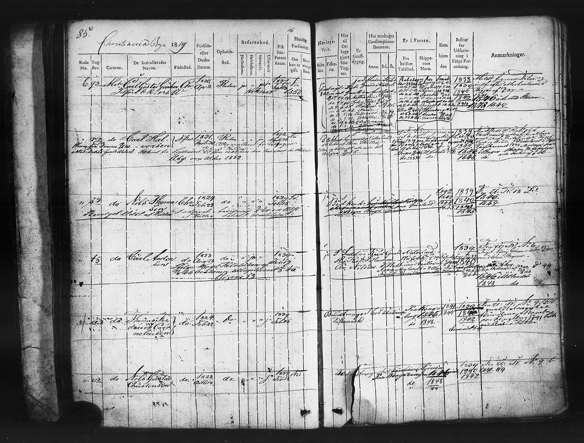Oslo mønstringskontor, AV/SAO-A-10569g/F/Fc/Fcb/L0001: Hovedrulle, 1819-1860, s. 88