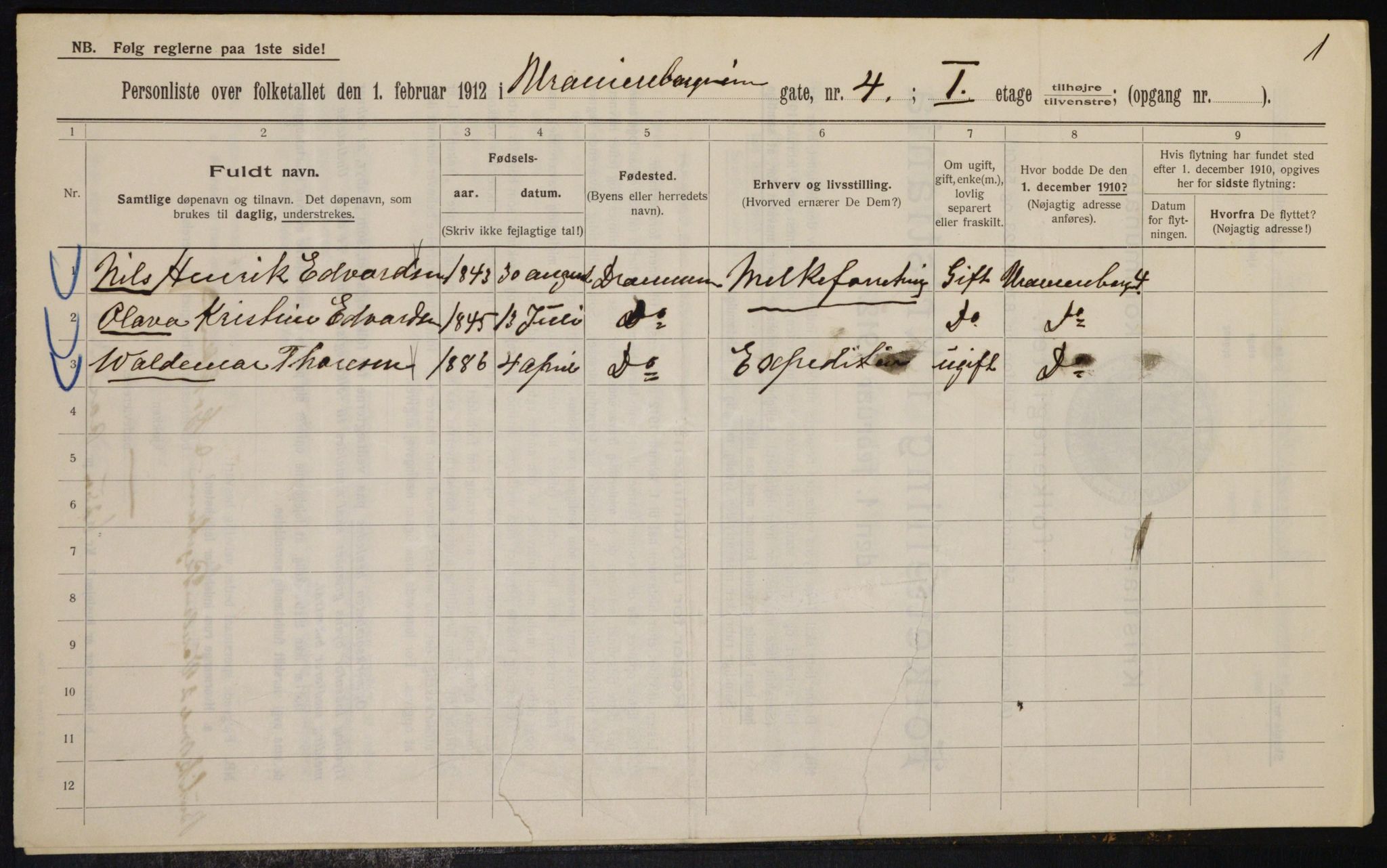 OBA, Kommunal folketelling 1.2.1912 for Kristiania, 1912, s. 120373