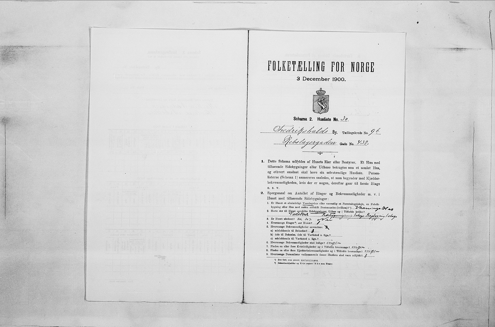 SAO, Folketelling 1900 for 0101 Fredrikshald kjøpstad, 1900