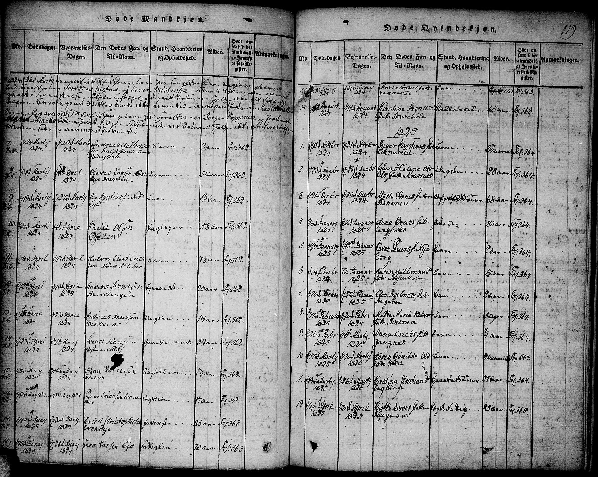 Høland prestekontor Kirkebøker, SAO/A-10346a/F/Fa/L0007: Ministerialbok nr. I 7, 1814-1827, s. 119