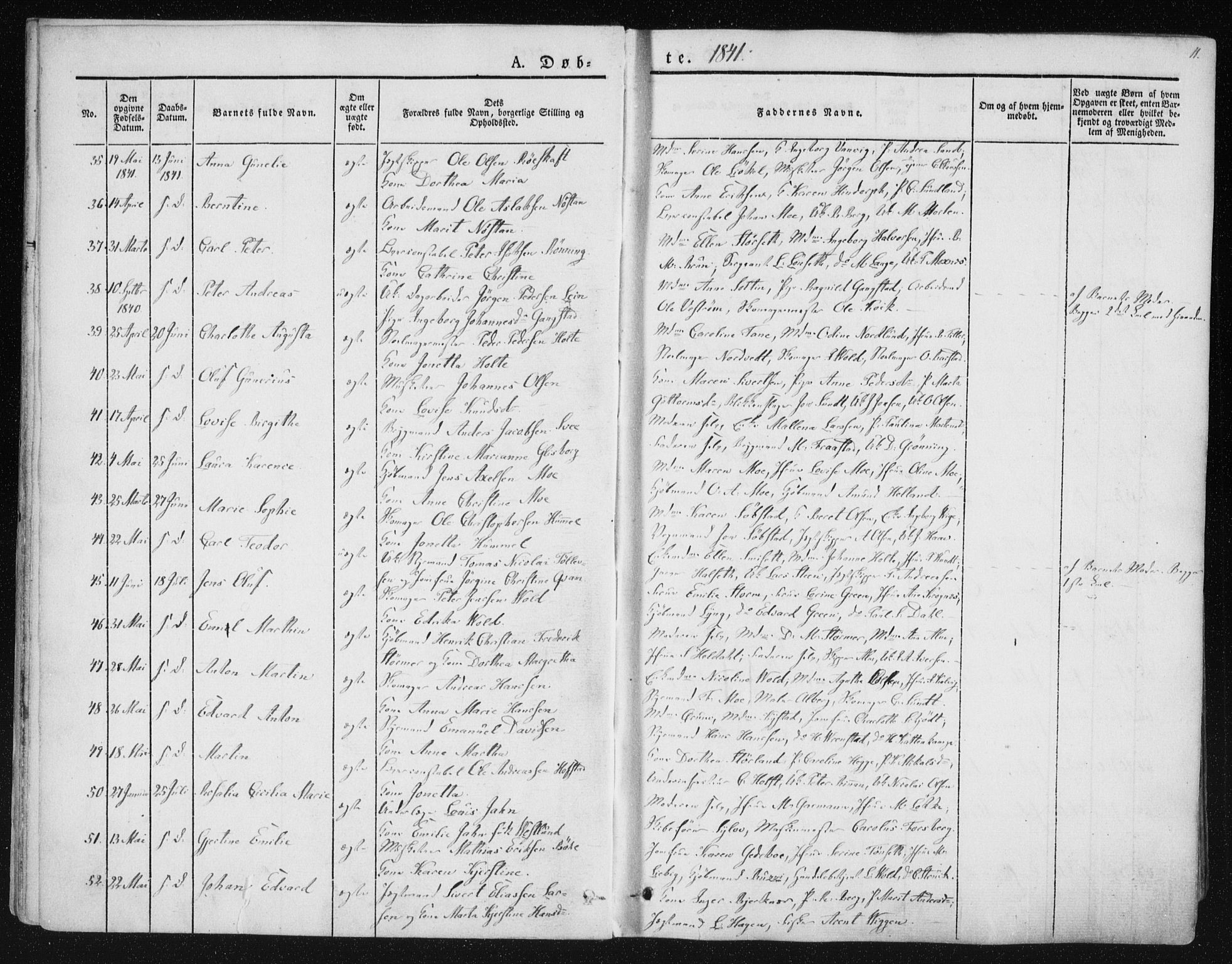Ministerialprotokoller, klokkerbøker og fødselsregistre - Sør-Trøndelag, SAT/A-1456/602/L0110: Ministerialbok nr. 602A08, 1840-1854, s. 11