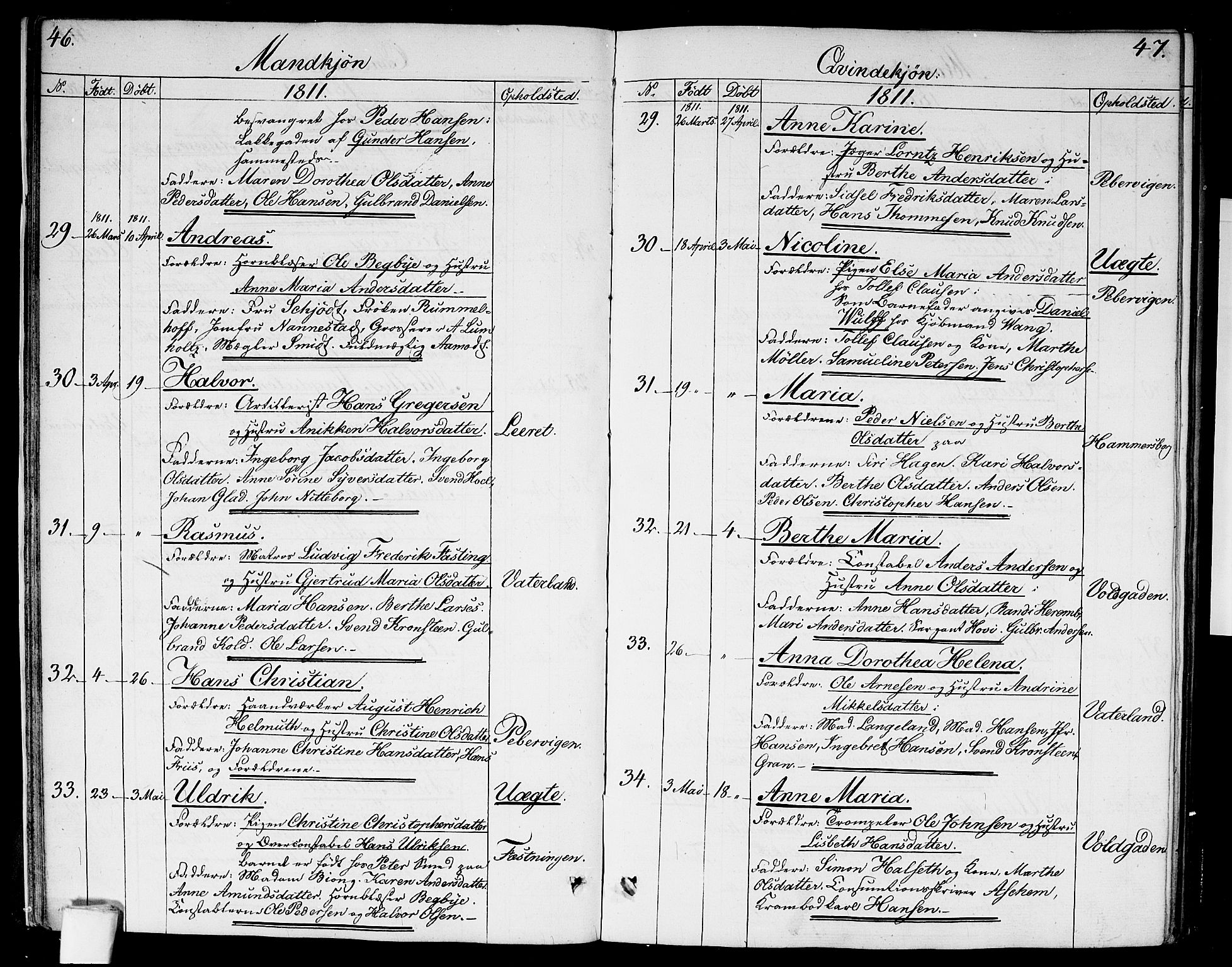 Garnisonsmenigheten Kirkebøker, SAO/A-10846/G/Ga/L0002: Klokkerbok nr. 2, 1810-1814, s. 46-47