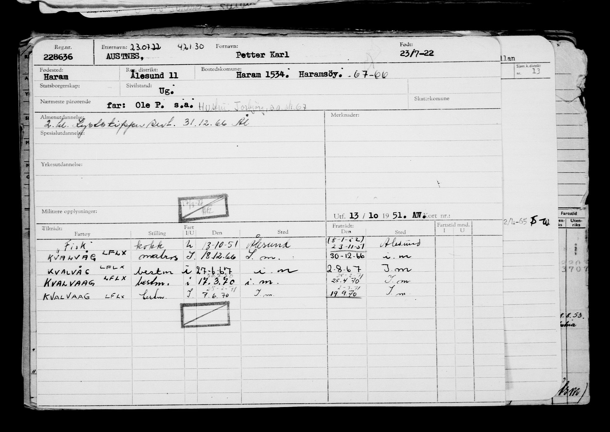 Direktoratet for sjømenn, AV/RA-S-3545/G/Gb/L0209: Hovedkort, 1922, s. 41