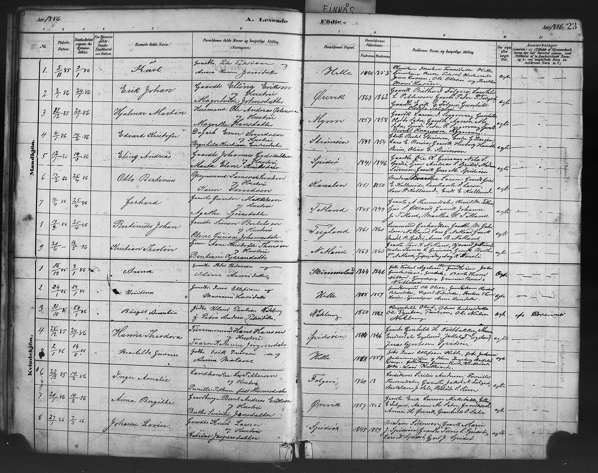 Finnås sokneprestembete, AV/SAB-A-99925/H/Ha/Haa/Haab/L0001: Ministerialbok nr. B 1, 1881-1894, s. 23
