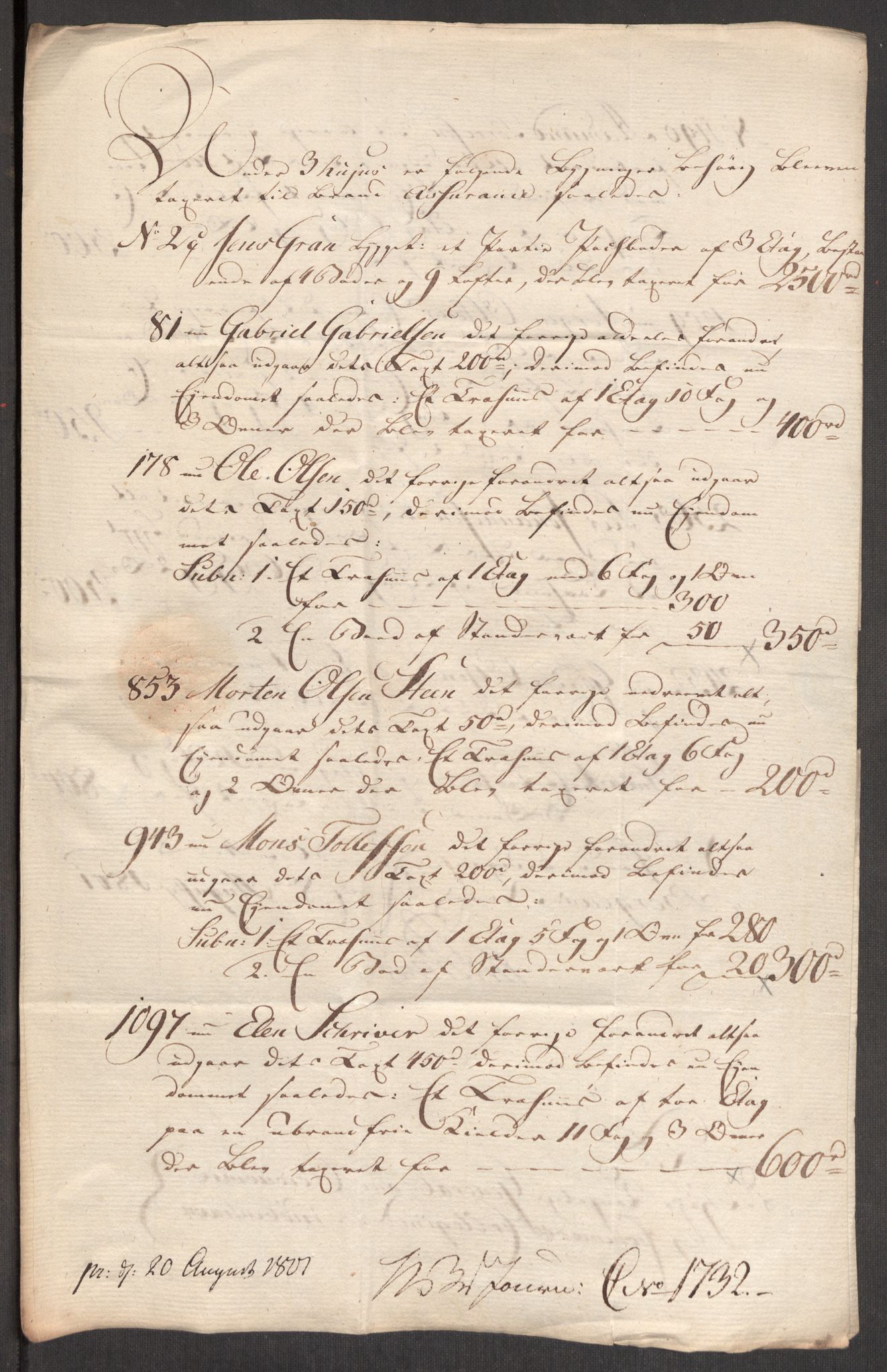 Kommersekollegiet, Brannforsikringskontoret 1767-1814, AV/RA-EA-5458/F/Fa/L0006/0002: Bergen / Dokumenter, 1797-1807
