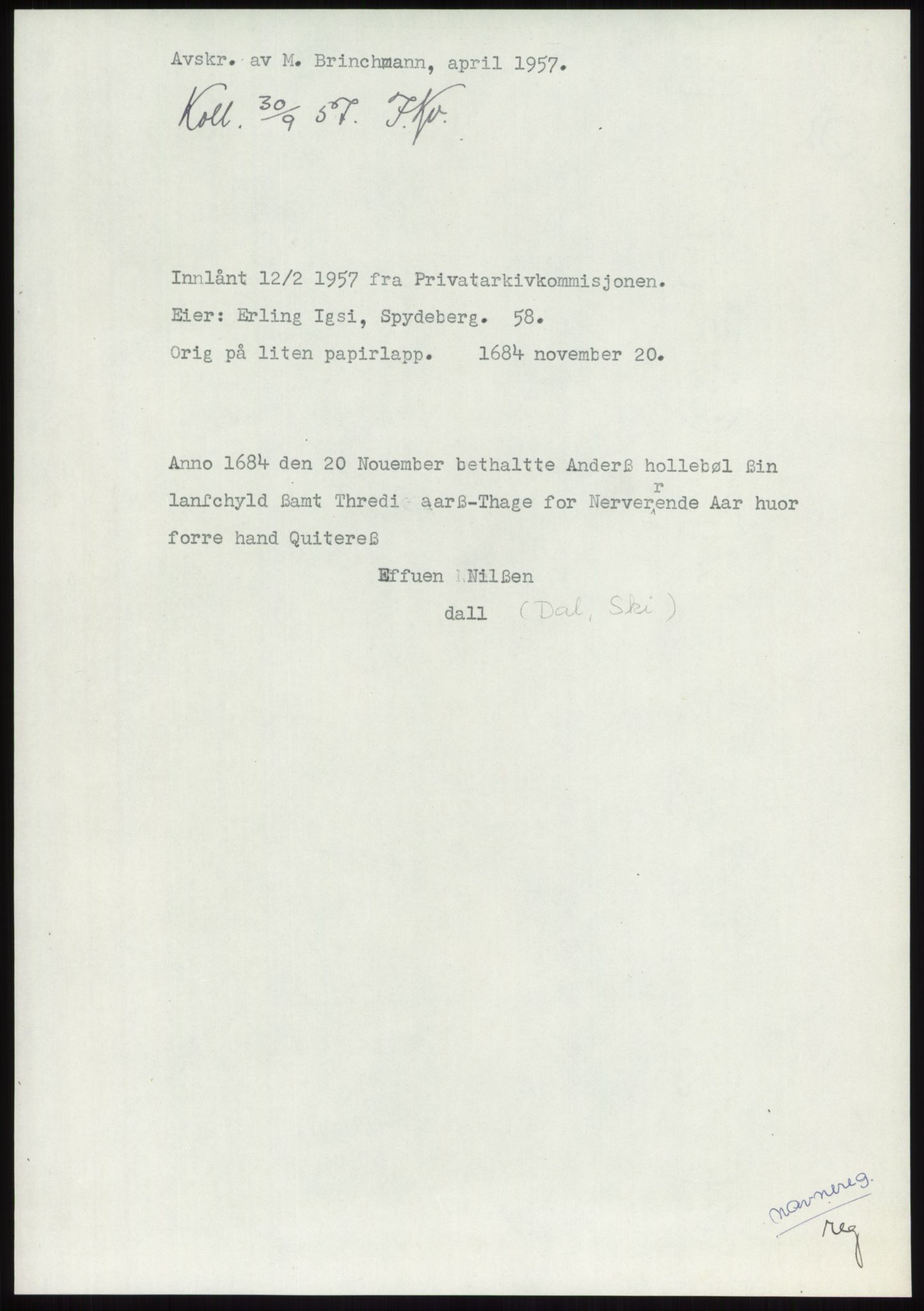 Samlinger til kildeutgivelse, Diplomavskriftsamlingen, AV/RA-EA-4053/H/Ha, s. 453