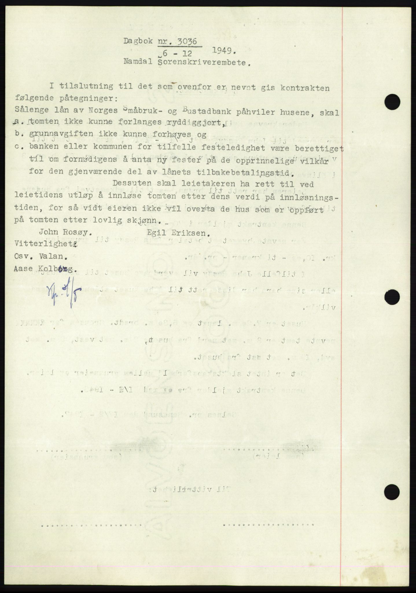 Namdal sorenskriveri, SAT/A-4133/1/2/2C: Pantebok nr. -, 1946-1947, Dagboknr: 3036/1947